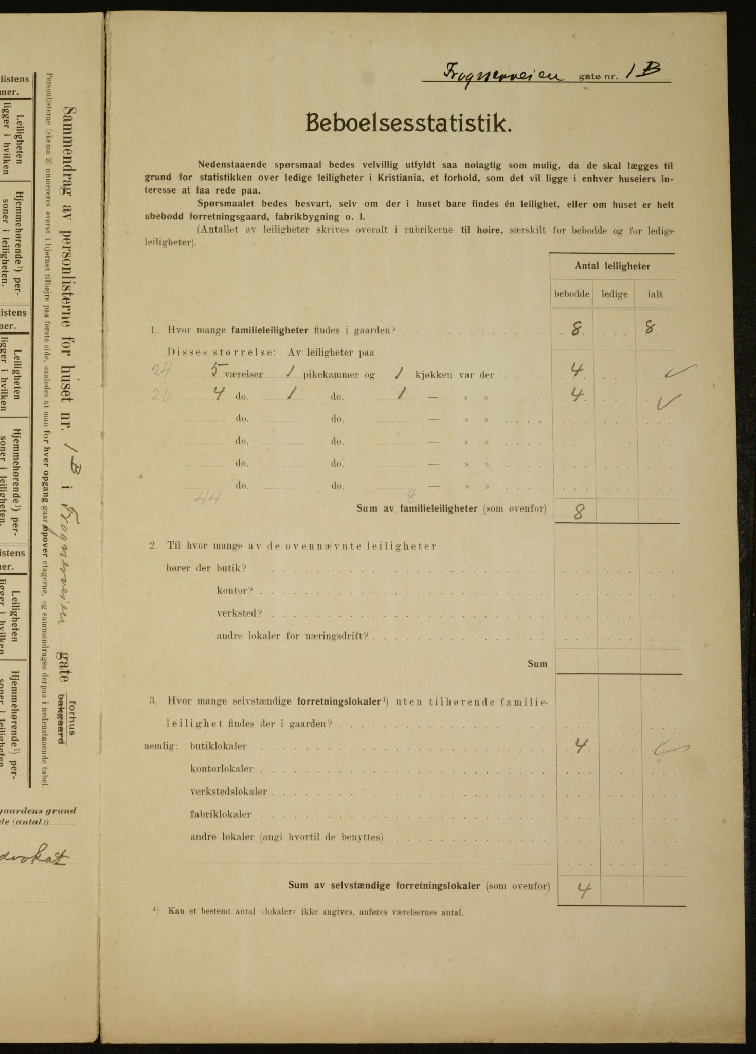 OBA, Municipal Census 1910 for Kristiania, 1910, p. 25364