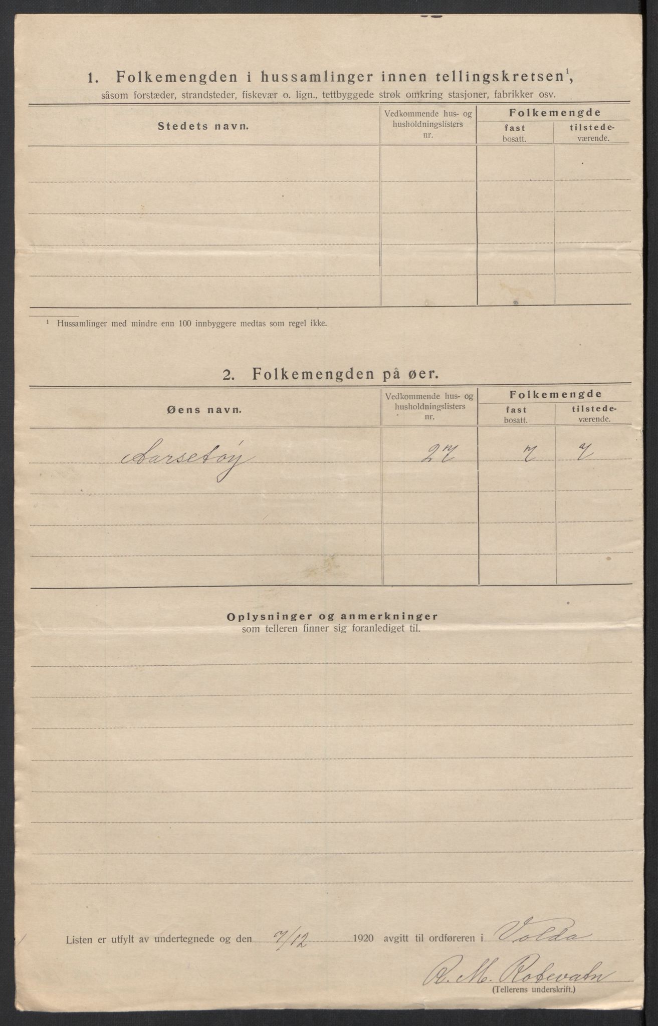 SAT, 1920 census for Volda, 1920, p. 38