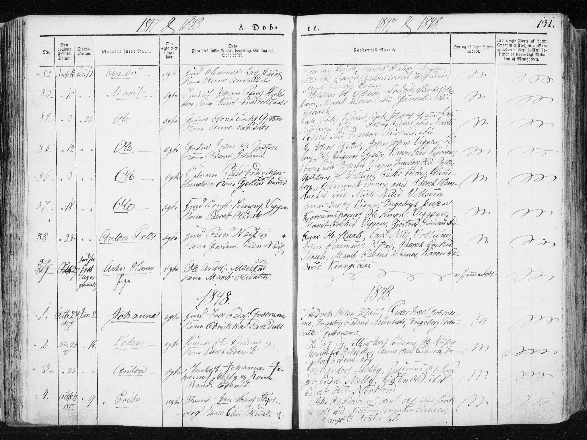 Ministerialprotokoller, klokkerbøker og fødselsregistre - Sør-Trøndelag, SAT/A-1456/665/L0771: Parish register (official) no. 665A06, 1830-1856, p. 131