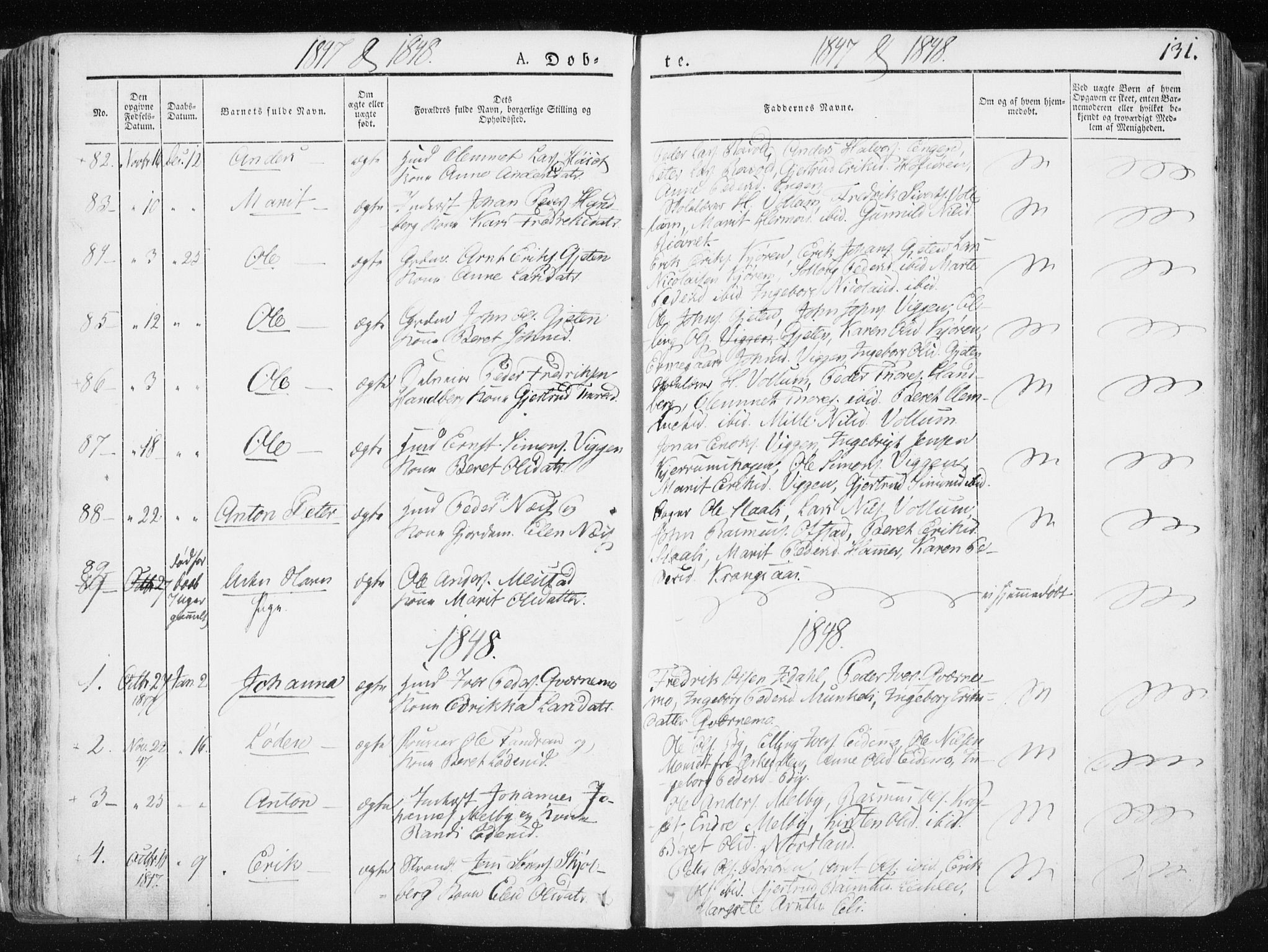 Ministerialprotokoller, klokkerbøker og fødselsregistre - Sør-Trøndelag, AV/SAT-A-1456/665/L0771: Parish register (official) no. 665A06, 1830-1856, p. 131