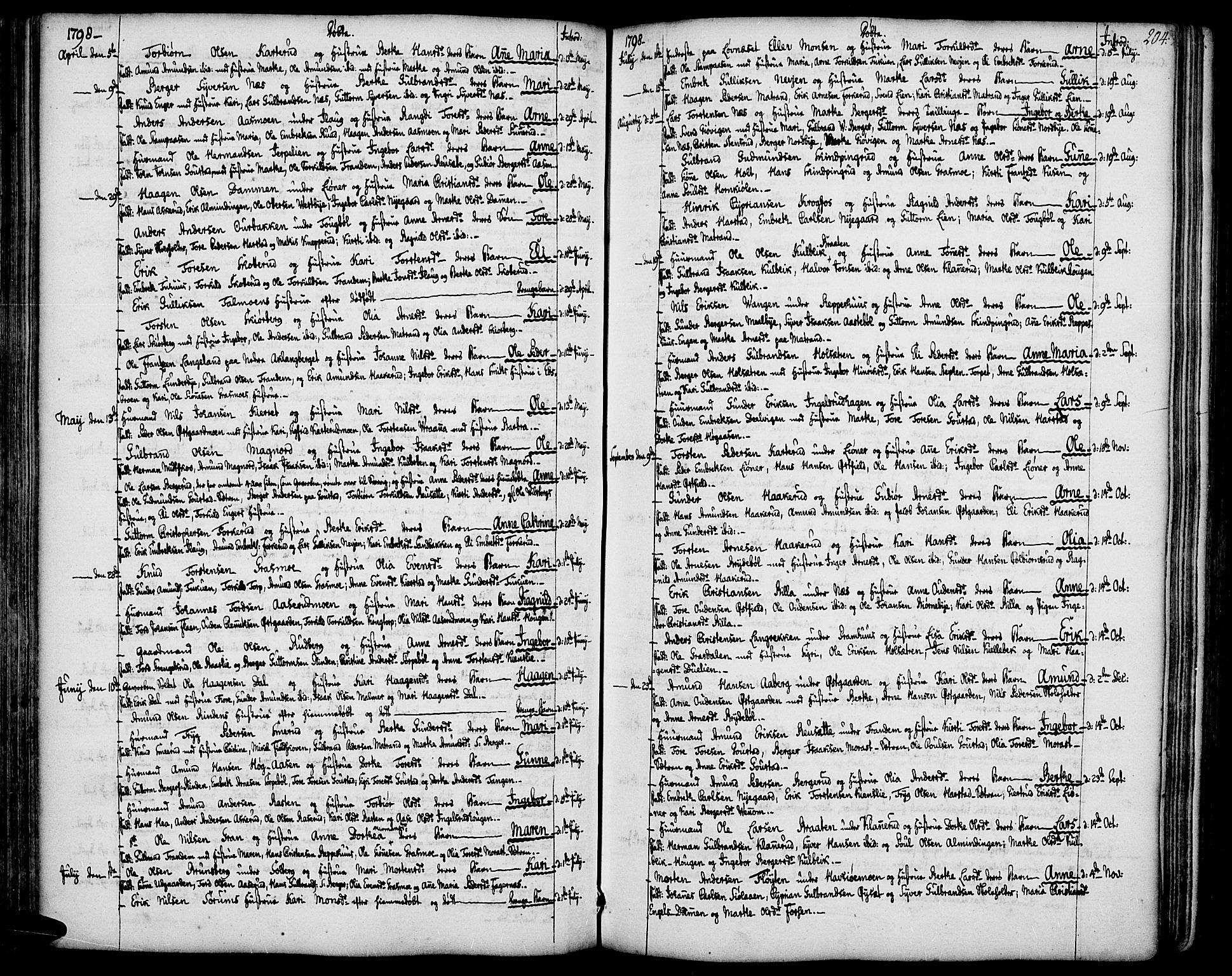 Vinger prestekontor, AV/SAH-PREST-024/H/Ha/Haa/L0004: Parish register (official) no. 4, 1766-1813, p. 203-204