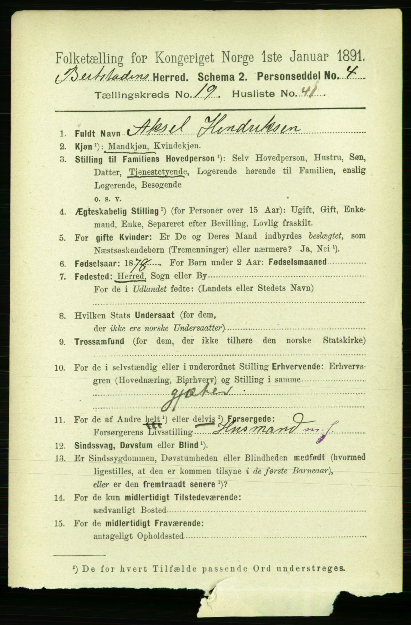 RA, 1891 census for 1727 Beitstad, 1891, p. 5062