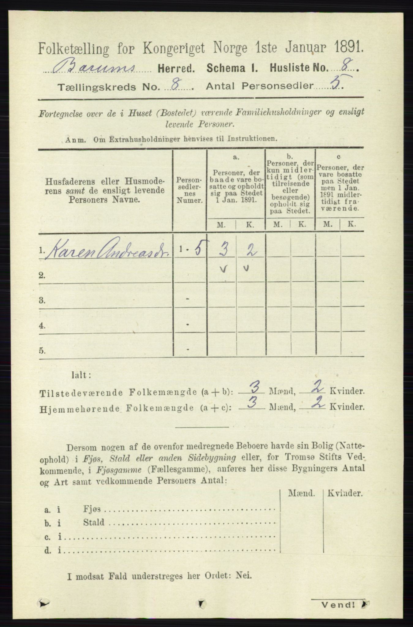 RA, 1891 census for 0219 Bærum, 1891, p. 4448