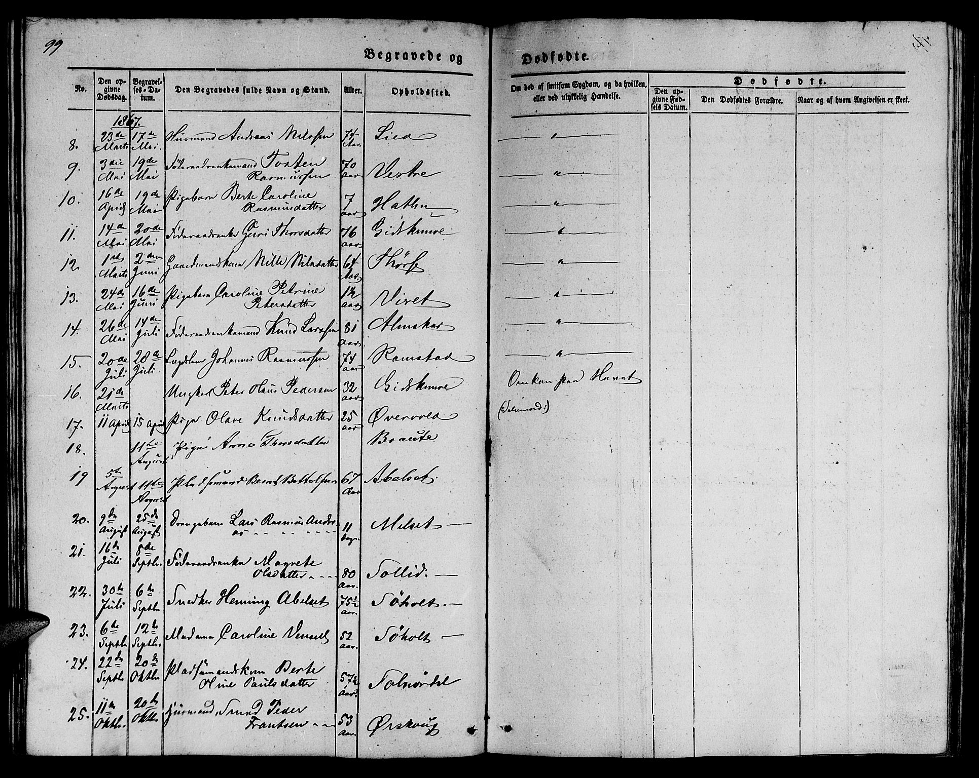 Ministerialprotokoller, klokkerbøker og fødselsregistre - Møre og Romsdal, AV/SAT-A-1454/522/L0324: Parish register (copy) no. 522C03, 1854-1871, p. 99