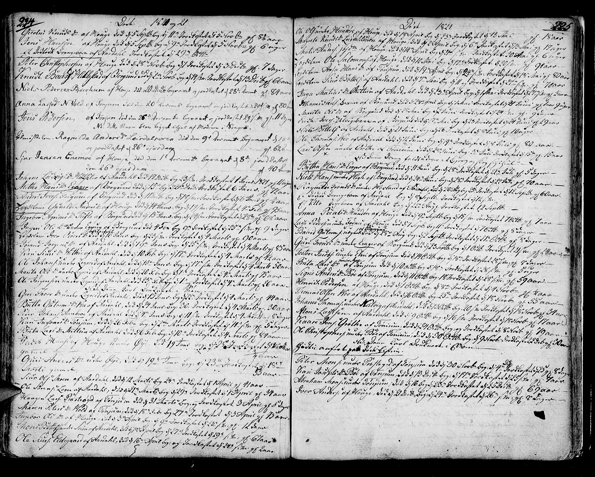 Lærdal sokneprestembete, SAB/A-81201: Parish register (official) no. A 4, 1805-1821, p. 224-225