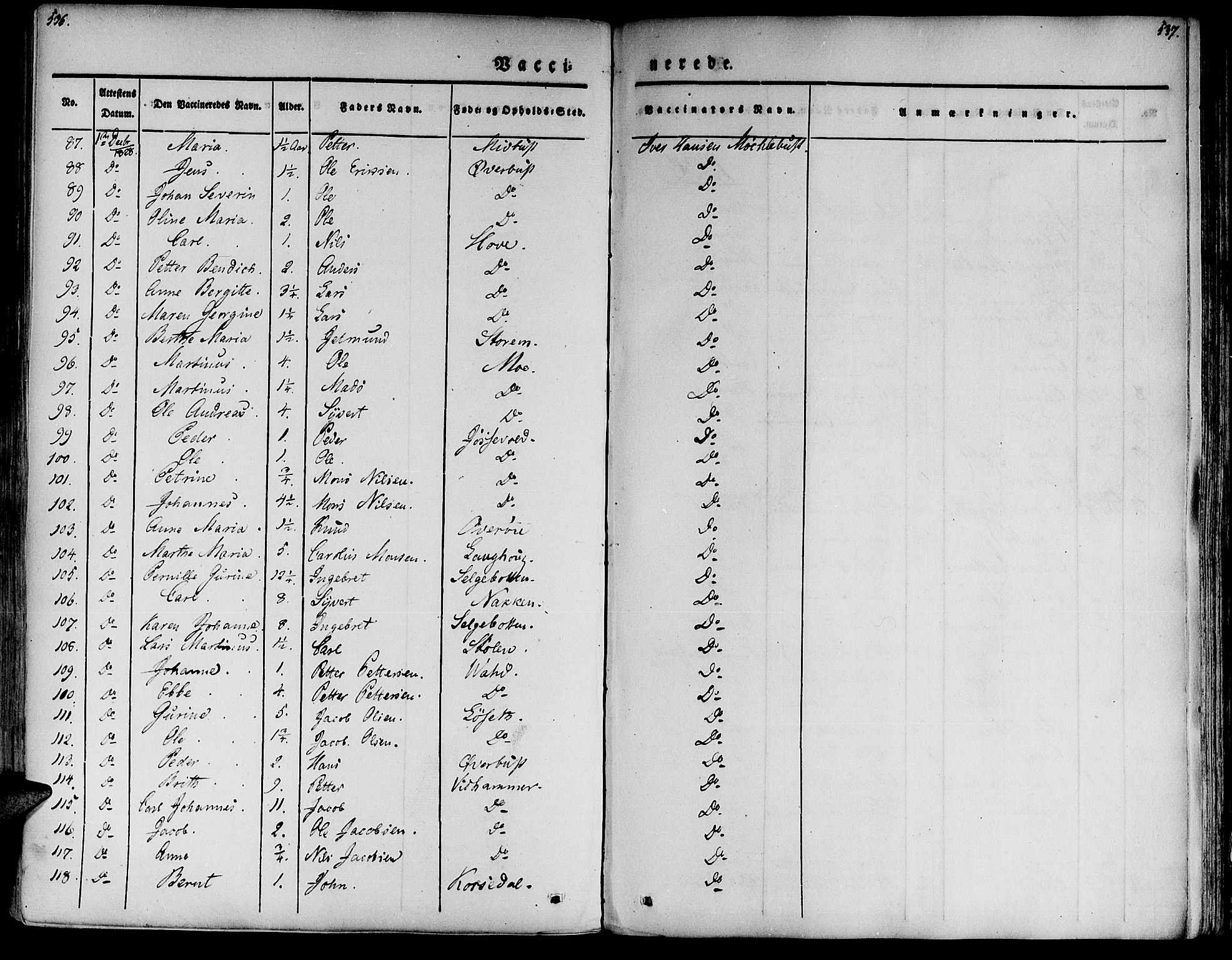 Ministerialprotokoller, klokkerbøker og fødselsregistre - Møre og Romsdal, AV/SAT-A-1454/520/L0274: Parish register (official) no. 520A04, 1827-1864, p. 536-537