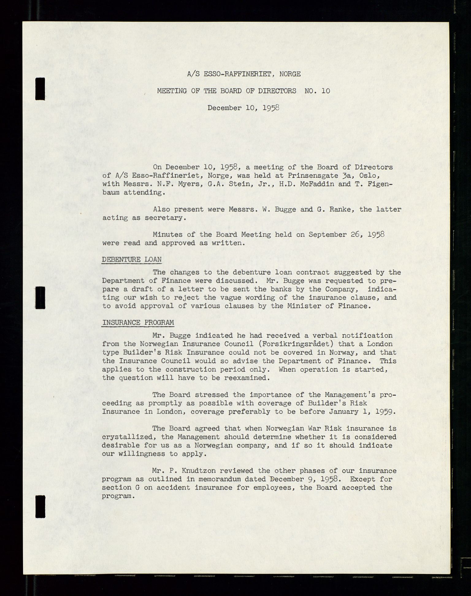 PA 1537 - A/S Essoraffineriet Norge, AV/SAST-A-101957/A/Aa/L0001/0002: Styremøter / Shareholder meetings, board meetings, by laws (vedtekter), 1957-1960, p. 153