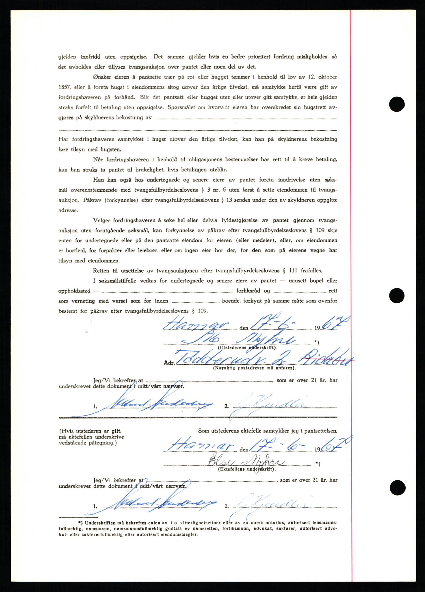 Nord-Hedmark sorenskriveri, SAH/TING-012/H/Hb/Hbf/L0071: Mortgage book no. B71, 1967-1967, Diary no: : 2787/1967