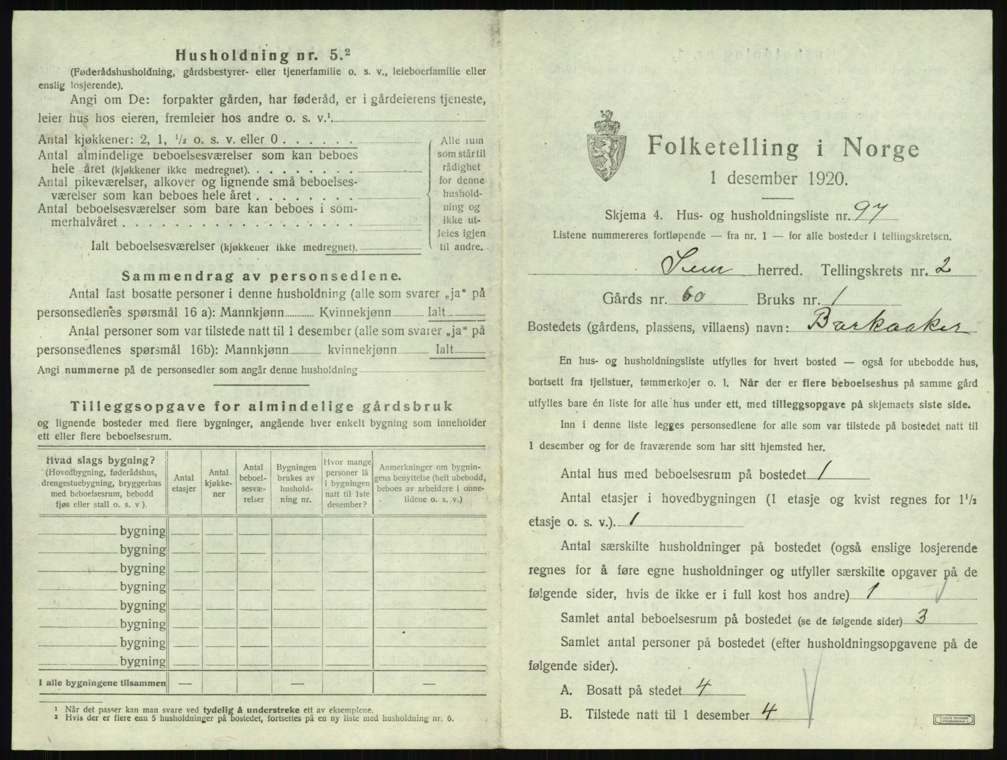 SAKO, 1920 census for Sem, 1920, p. 627