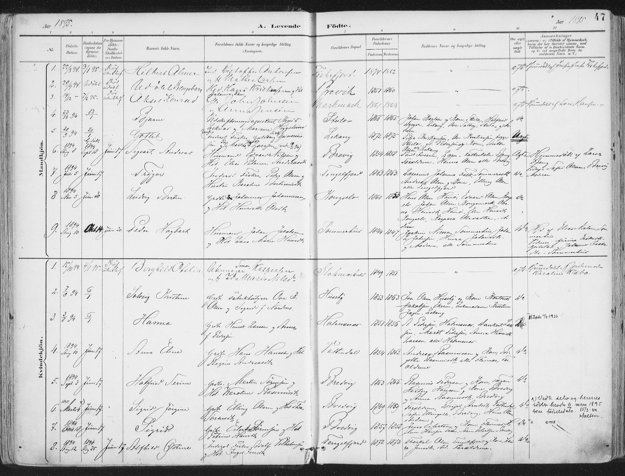 Ministerialprotokoller, klokkerbøker og fødselsregistre - Nordland, SAT/A-1459/888/L1246: Parish register (official) no. 888A12, 1891-1903, p. 47