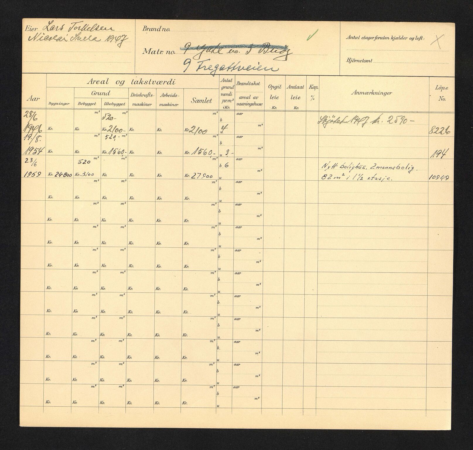 Stavanger kommune. Skattetakstvesenet, BYST/A-0440/F/Fa/Faa/L0014/0004: Skattetakstkort / Fregattveien 7 - 26a