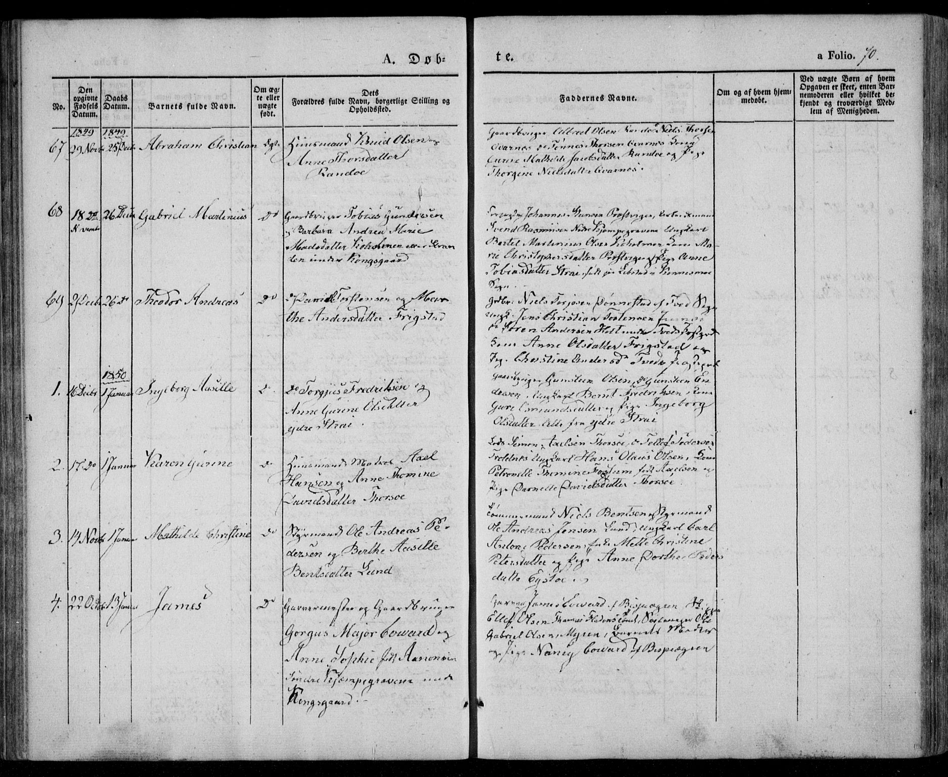 Oddernes sokneprestkontor, AV/SAK-1111-0033/F/Fa/Faa/L0006: Parish register (official) no. A 6, 1838-1851, p. 70