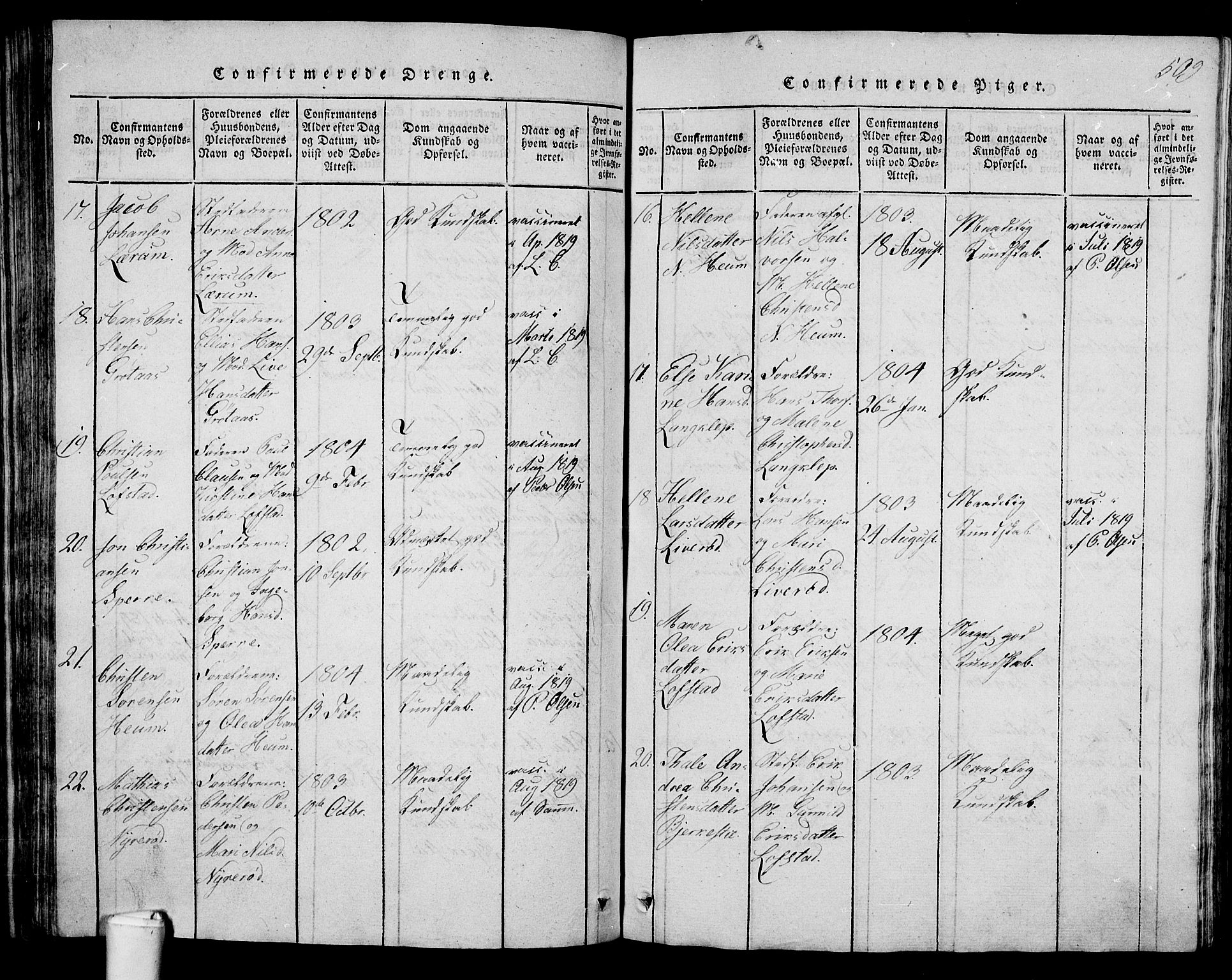 Våle kirkebøker, AV/SAKO-A-334/G/Ga/L0001: Parish register (copy) no. I 1, 1814-1824, p. 508-509