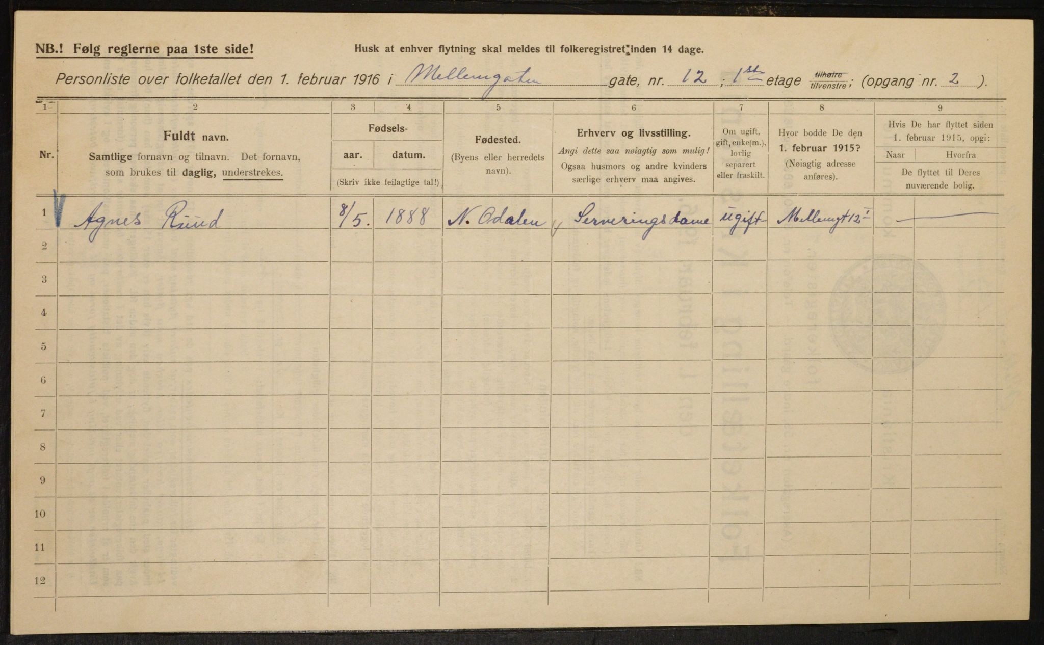 OBA, Municipal Census 1916 for Kristiania, 1916, p. 66776