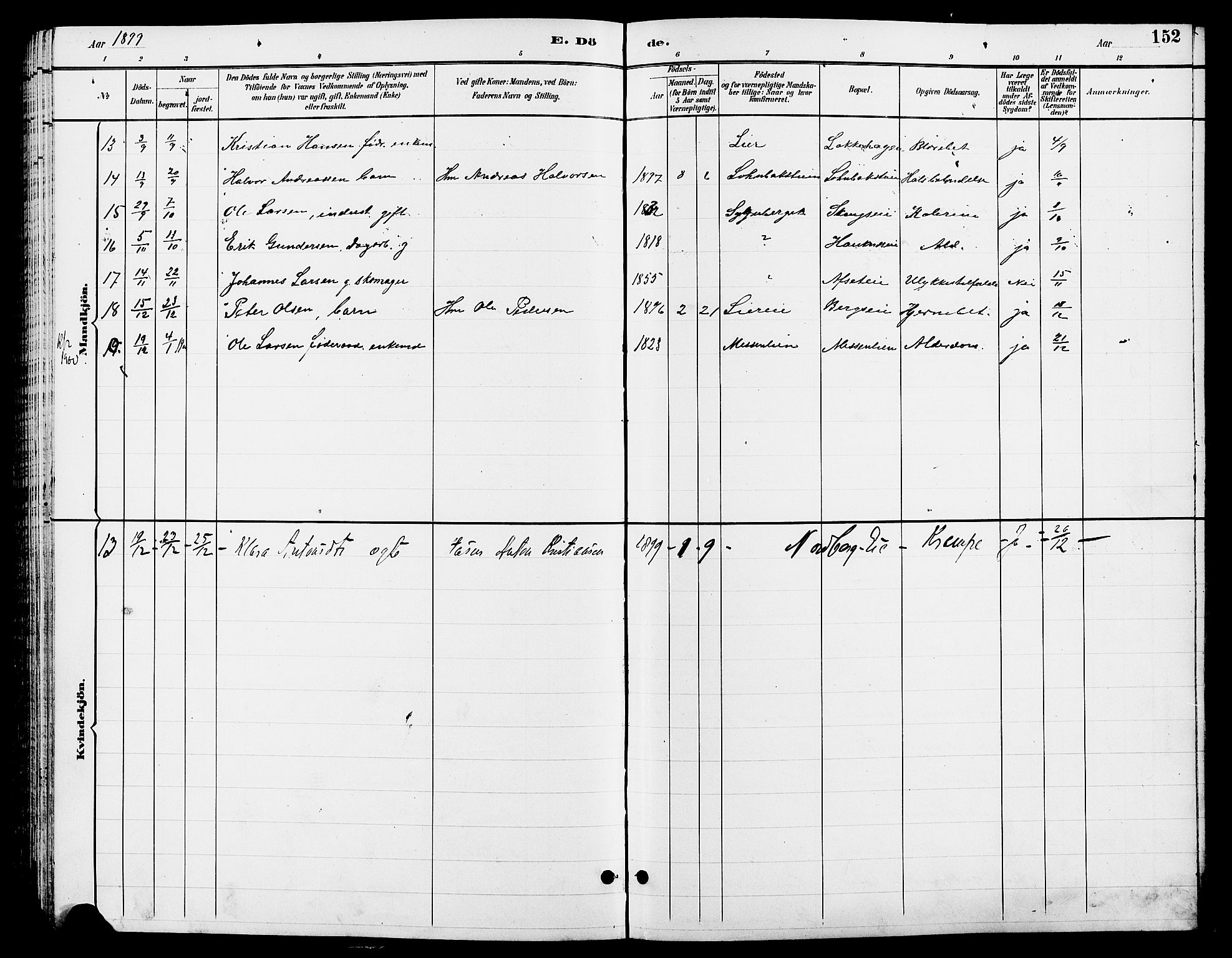 Ringsaker prestekontor, SAH/PREST-014/L/La/L0013: Parish register (copy) no. 13, 1891-1904, p. 152