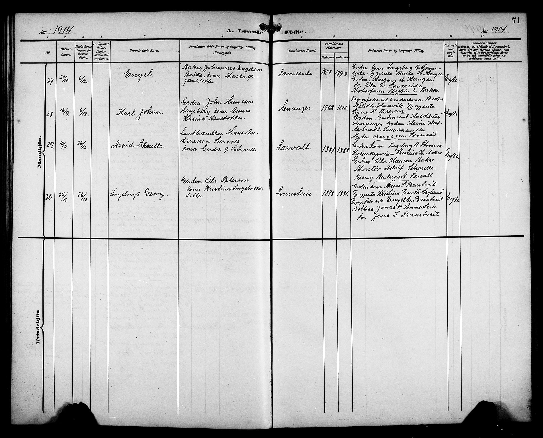 Fusa sokneprestembete, AV/SAB-A-75401/H/Hab: Parish register (copy) no. C 3, 1903-1920, p. 71