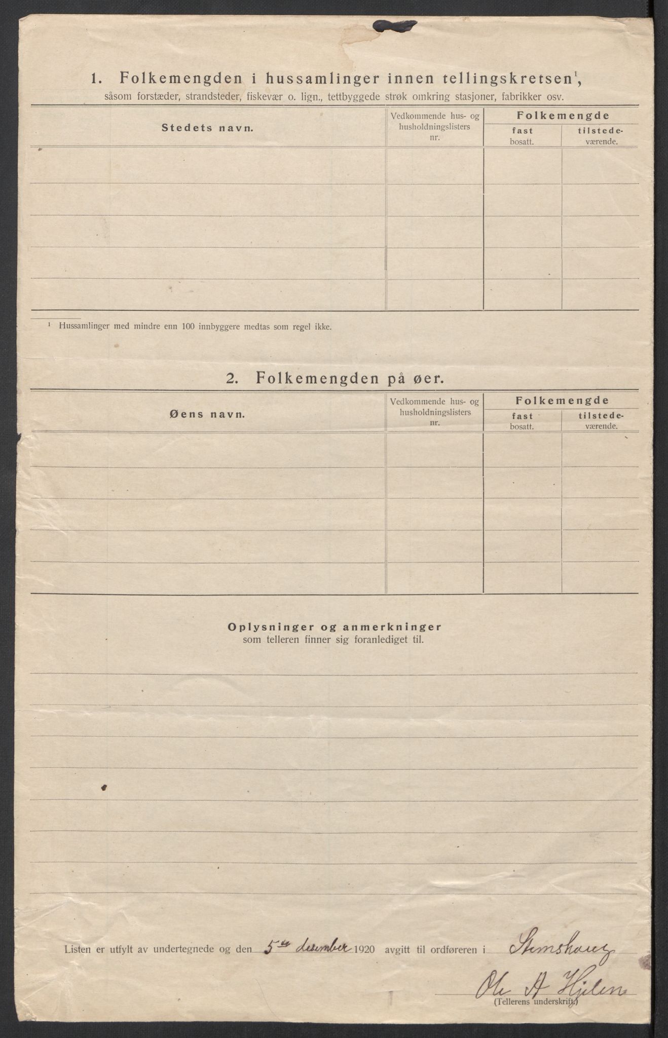 SAT, 1920 census for Stemshaug, 1920, p. 11