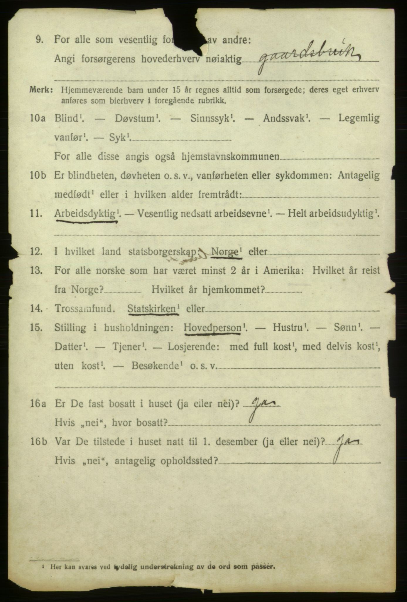 SAB, 1920 census for Ølen, 1920, p. 2320