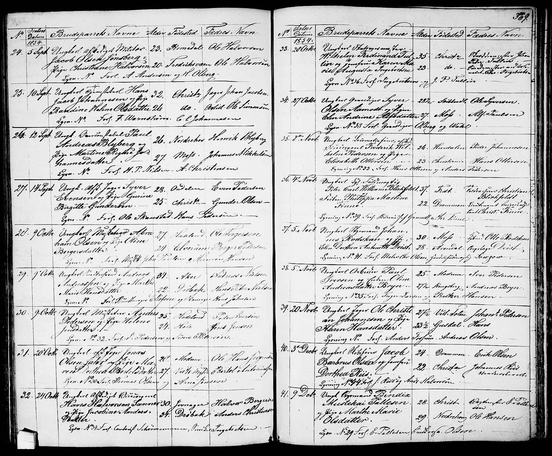 Garnisonsmenigheten Kirkebøker, AV/SAO-A-10846/G/Ga/L0005: Parish register (copy) no. 5, 1841-1860, p. 369