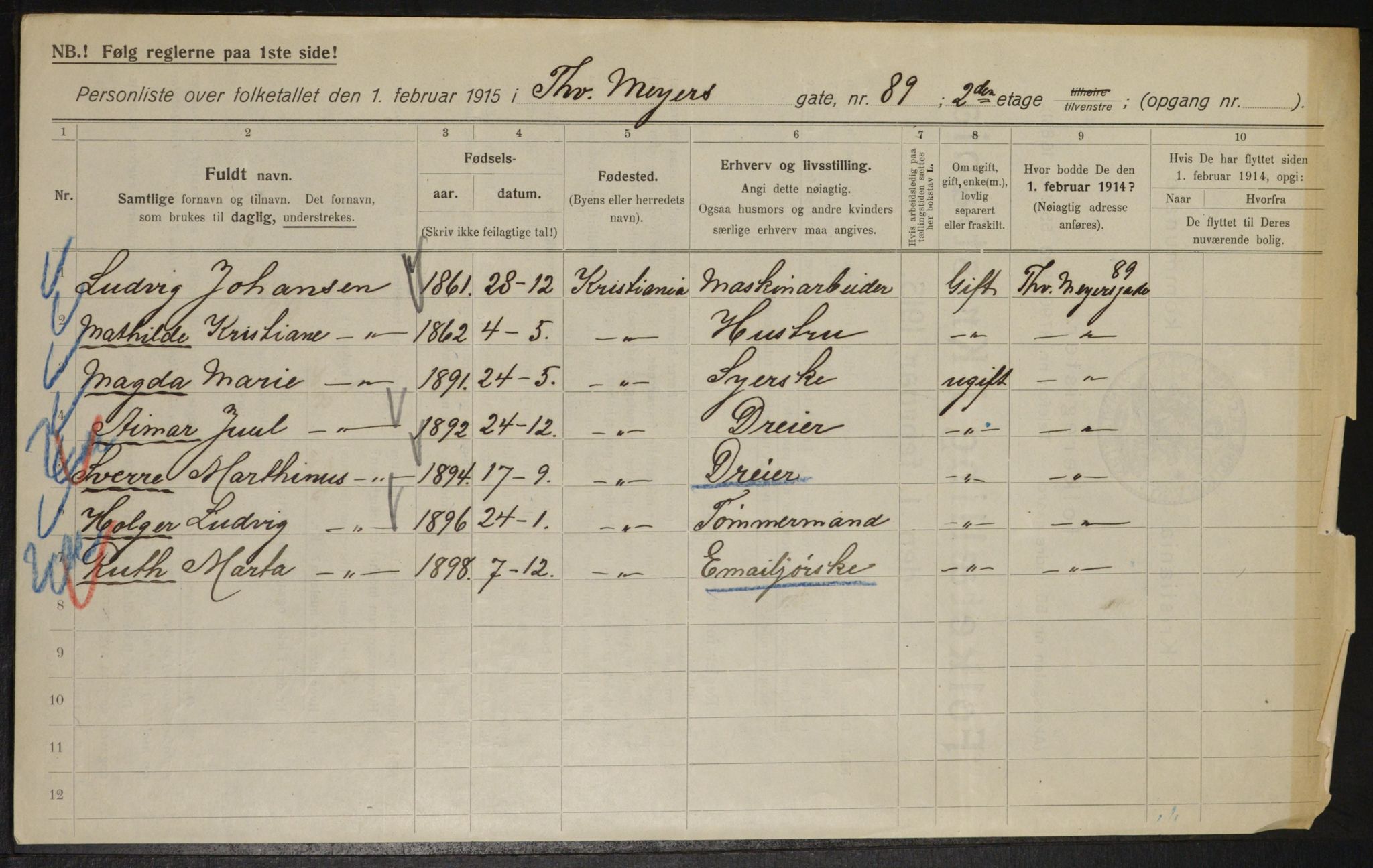 OBA, Municipal Census 1915 for Kristiania, 1915, p. 111589