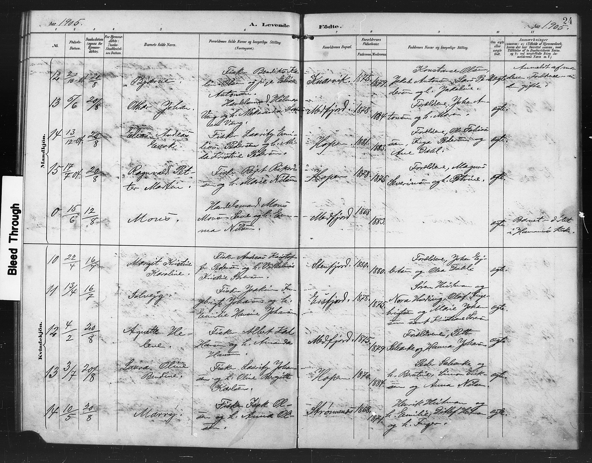 Berg sokneprestkontor, AV/SATØ-S-1318/G/Ga/Gab/L0005klokker: Parish register (copy) no. 5, 1898-1911, p. 24