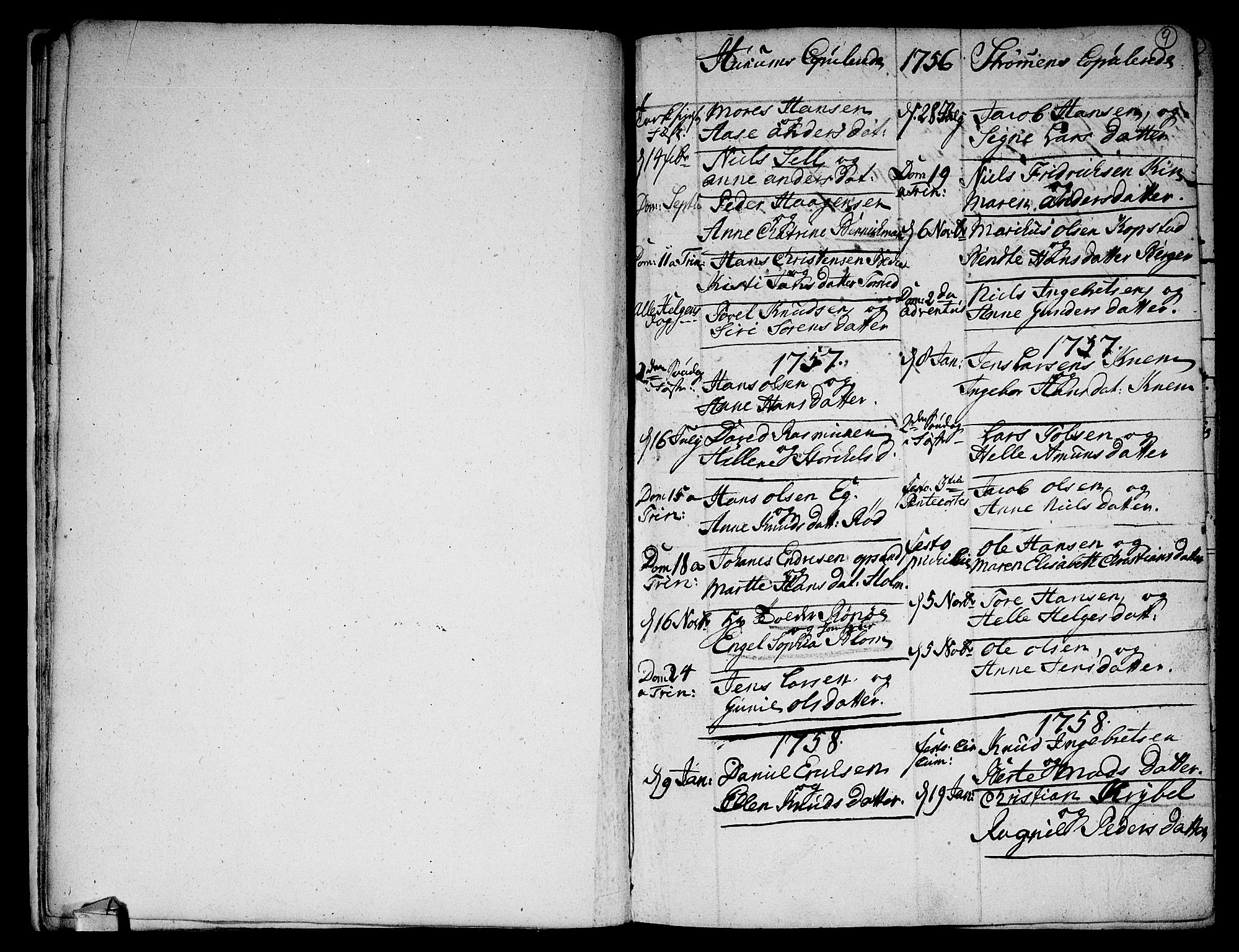 Hurum kirkebøker, SAKO/A-229/F/Fa/L0006: Parish register (official) no. 6, 1756-1770, p. 9