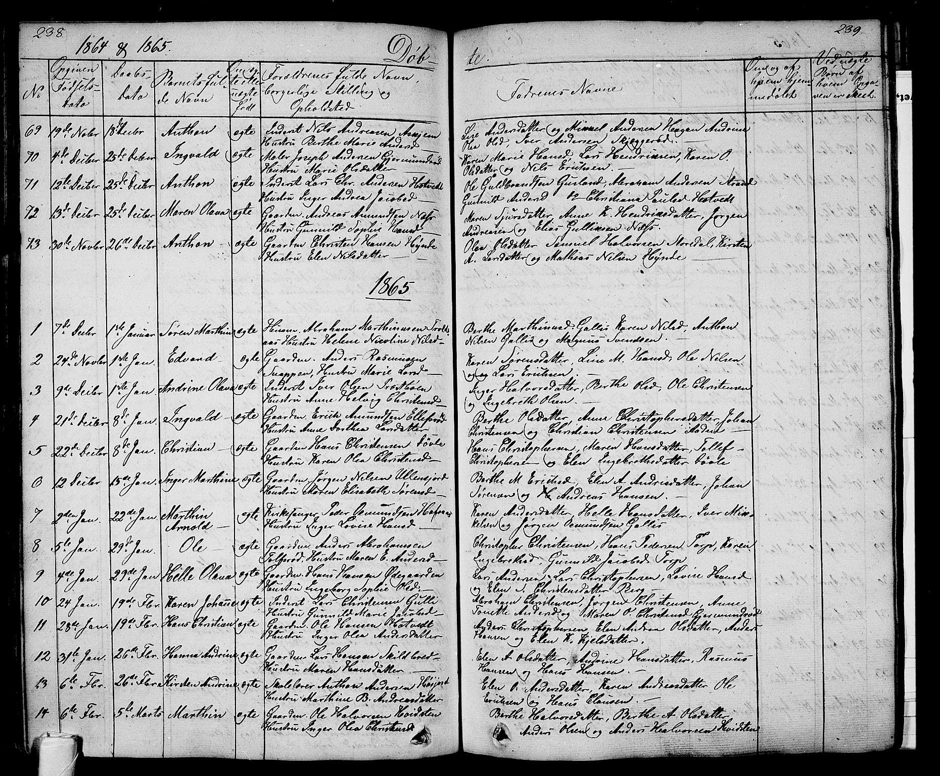 Andebu kirkebøker, AV/SAKO-A-336/G/Ga/L0003: Parish register (copy) no. I 3, 1832-1867, p. 238-239