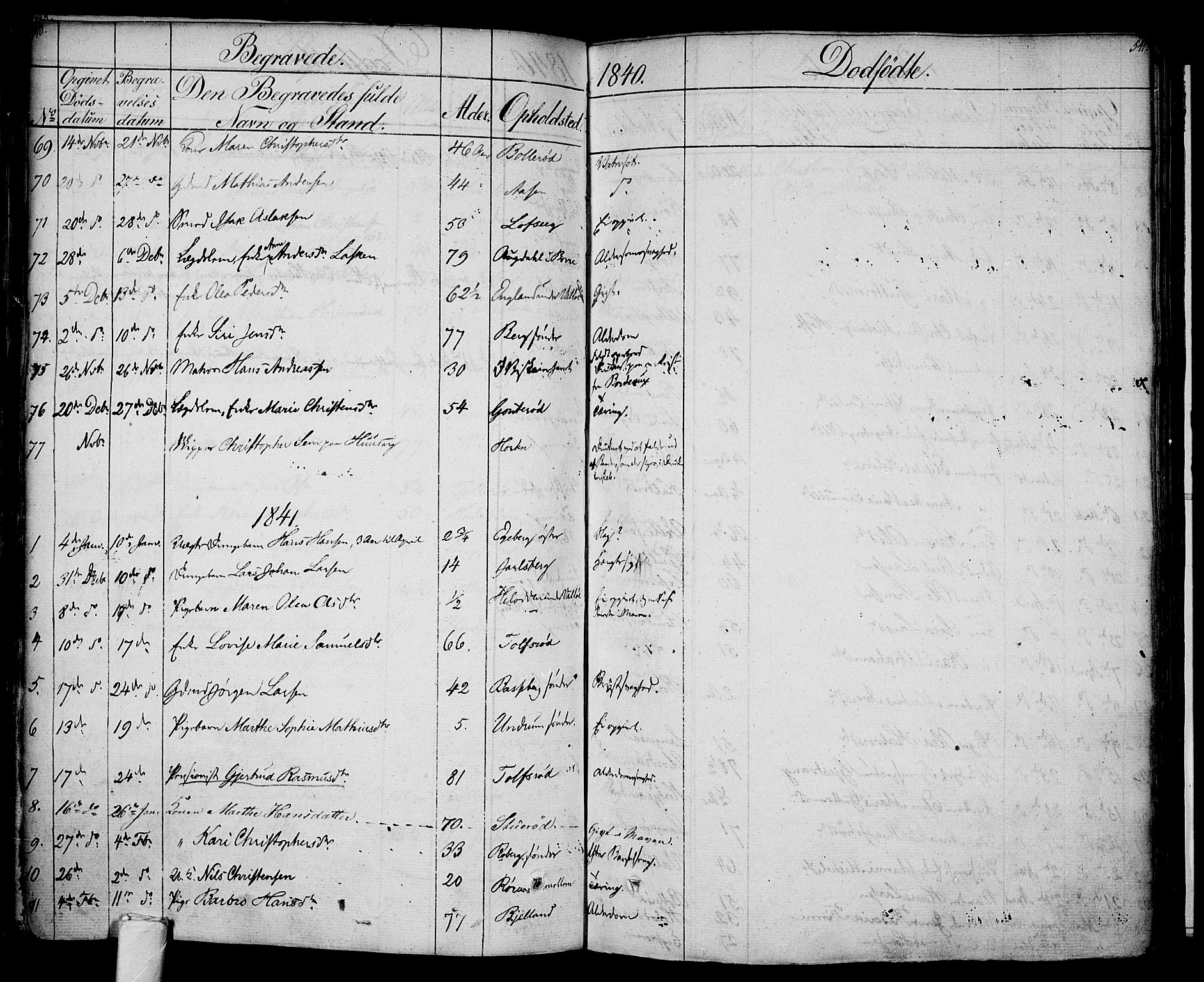 Sem kirkebøker, SAKO/A-5/F/Fa/L0005: Parish register (official) no. I 5, 1825-1842, p. 540-541