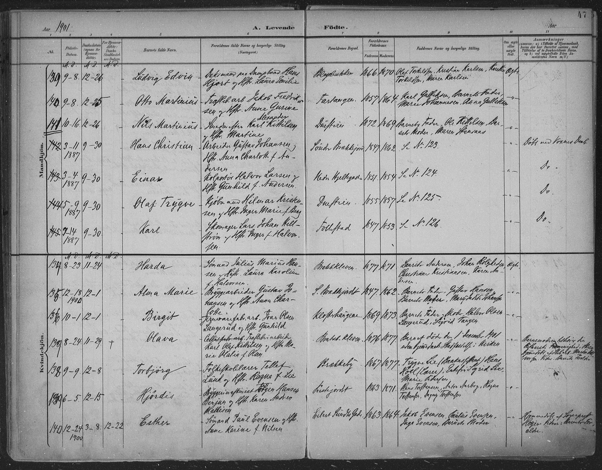Skien kirkebøker, SAKO/A-302/F/Fa/L0011: Parish register (official) no. 11, 1900-1907, p. 47