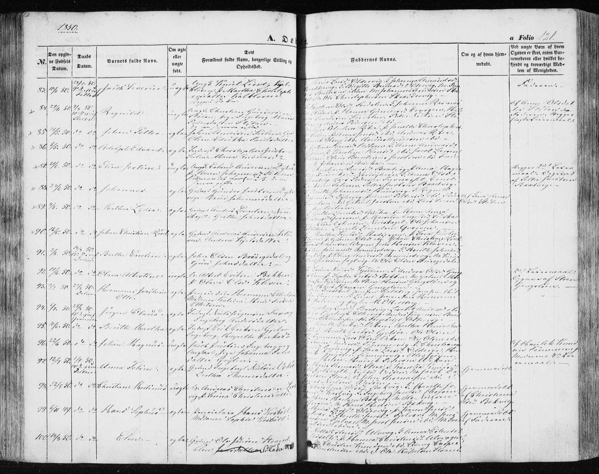 Ministerialprotokoller, klokkerbøker og fødselsregistre - Sør-Trøndelag, AV/SAT-A-1456/634/L0529: Parish register (official) no. 634A05, 1843-1851, p. 121