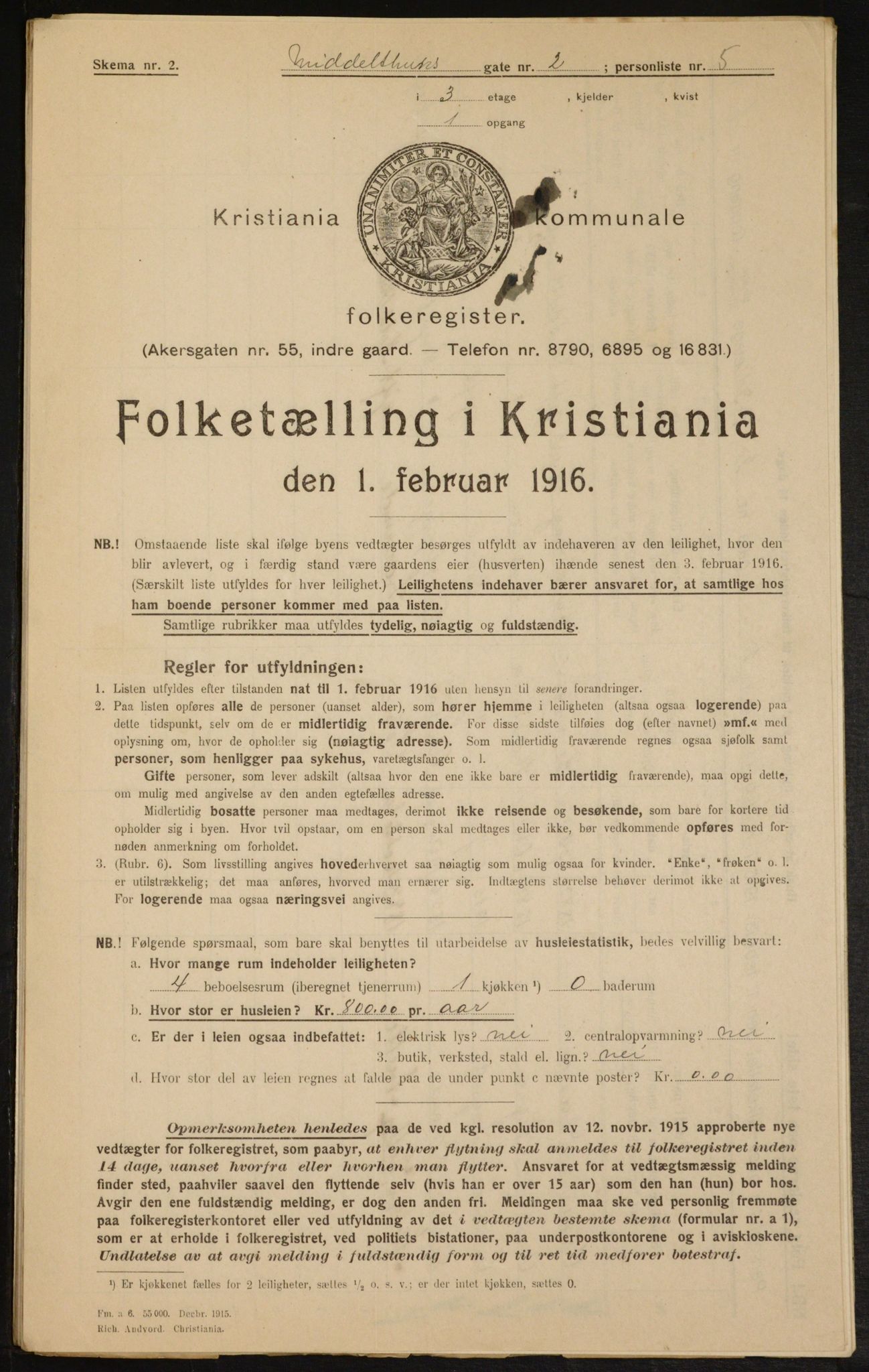 OBA, Municipal Census 1916 for Kristiania, 1916, p. 66960