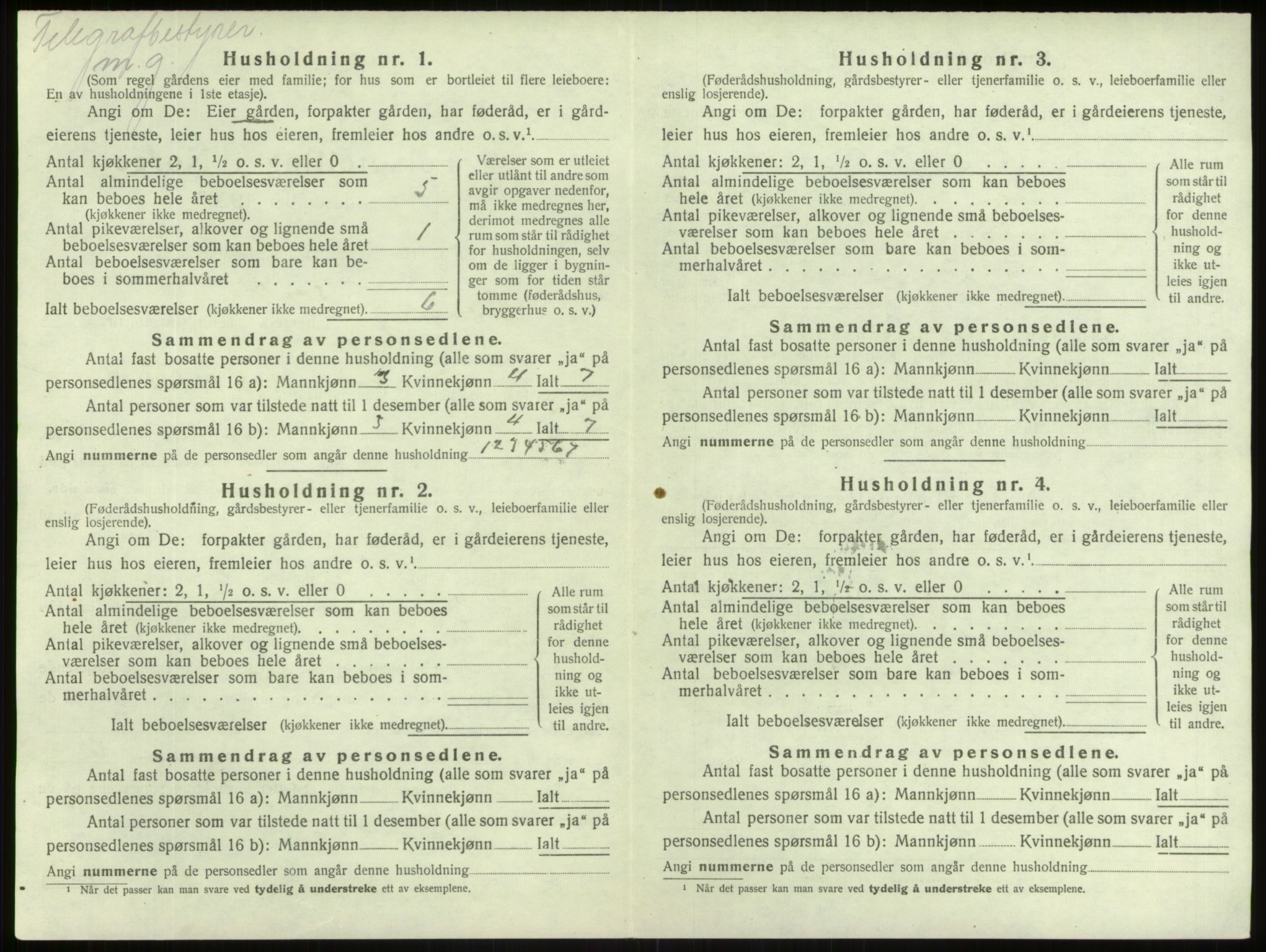 SAB, 1920 census for Lærdal, 1920, p. 540