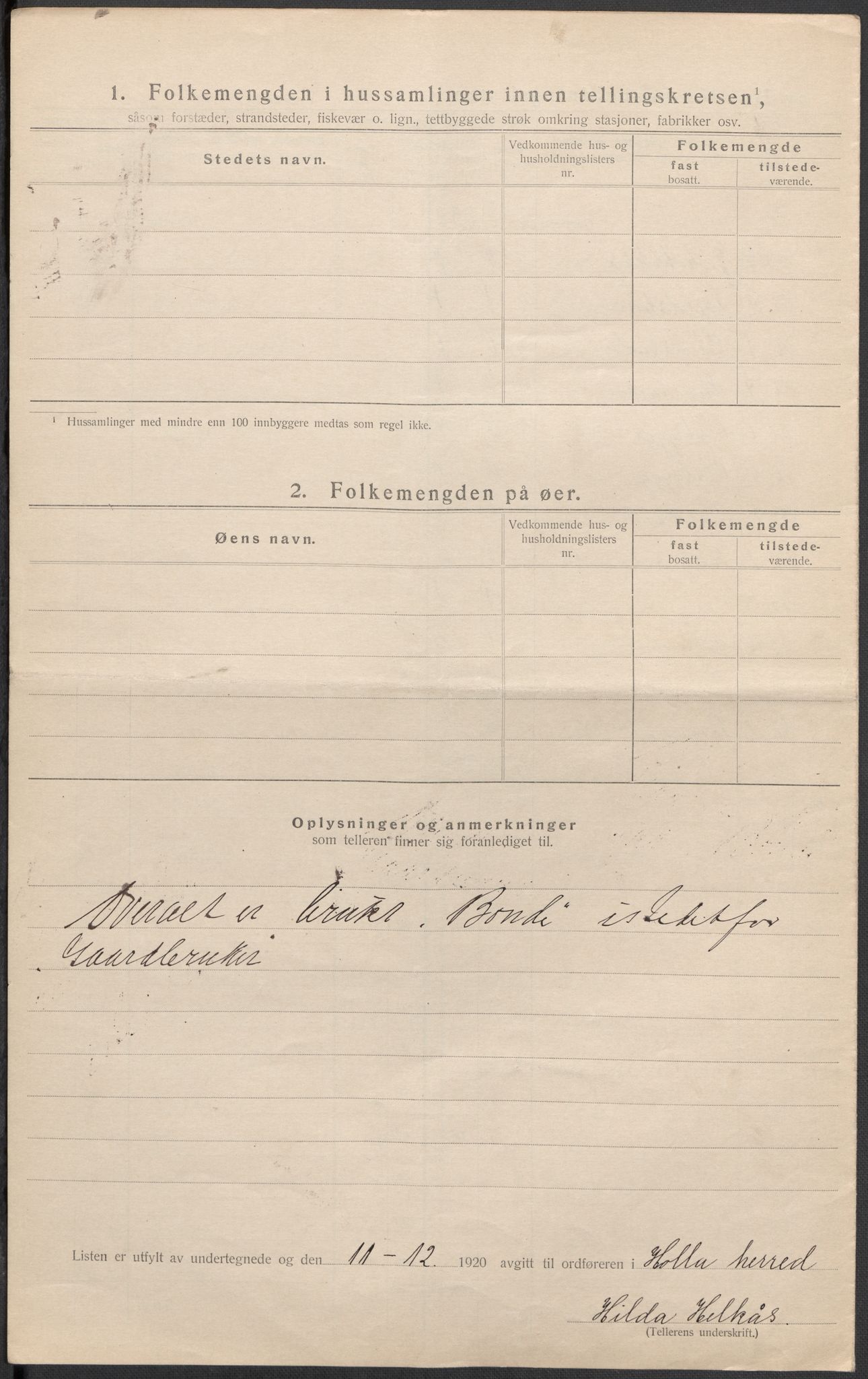 SAKO, 1920 census for Holla, 1920, p. 40