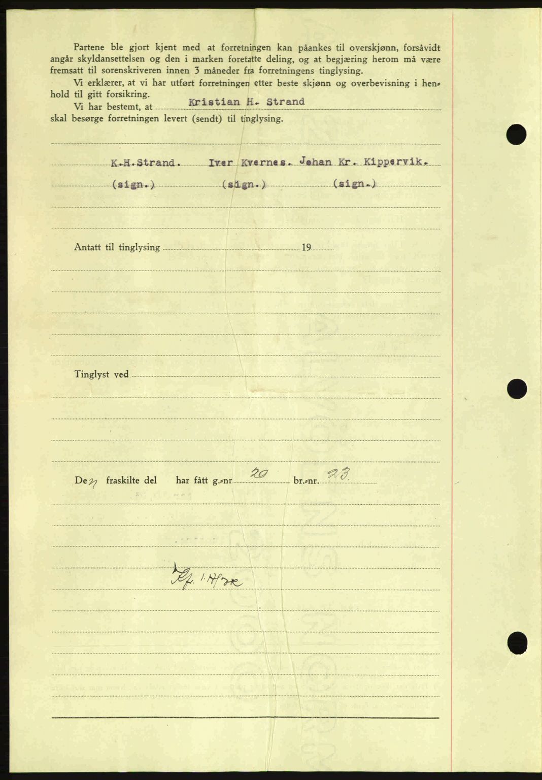 Nordmøre sorenskriveri, SAT/A-4132/1/2/2Ca: Mortgage book no. A96, 1943-1944, Diary no: : 2813/1943
