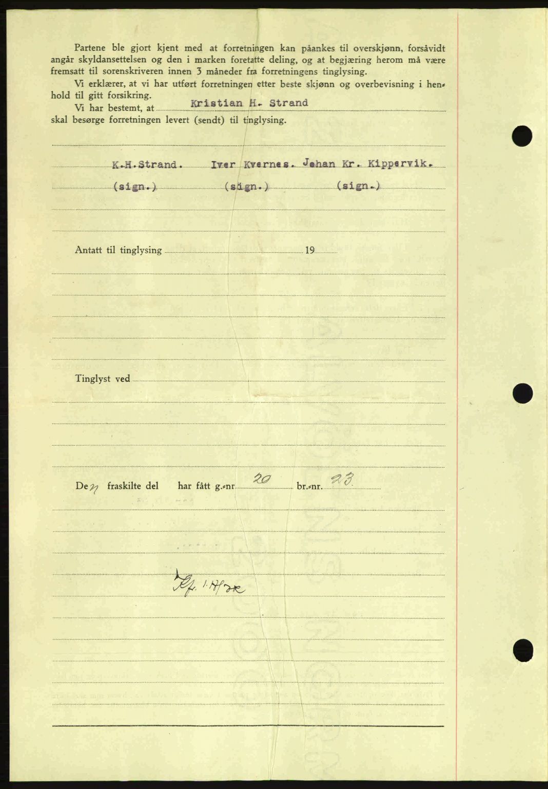 Nordmøre sorenskriveri, AV/SAT-A-4132/1/2/2Ca: Mortgage book no. A96, 1943-1944, Diary no: : 2813/1943