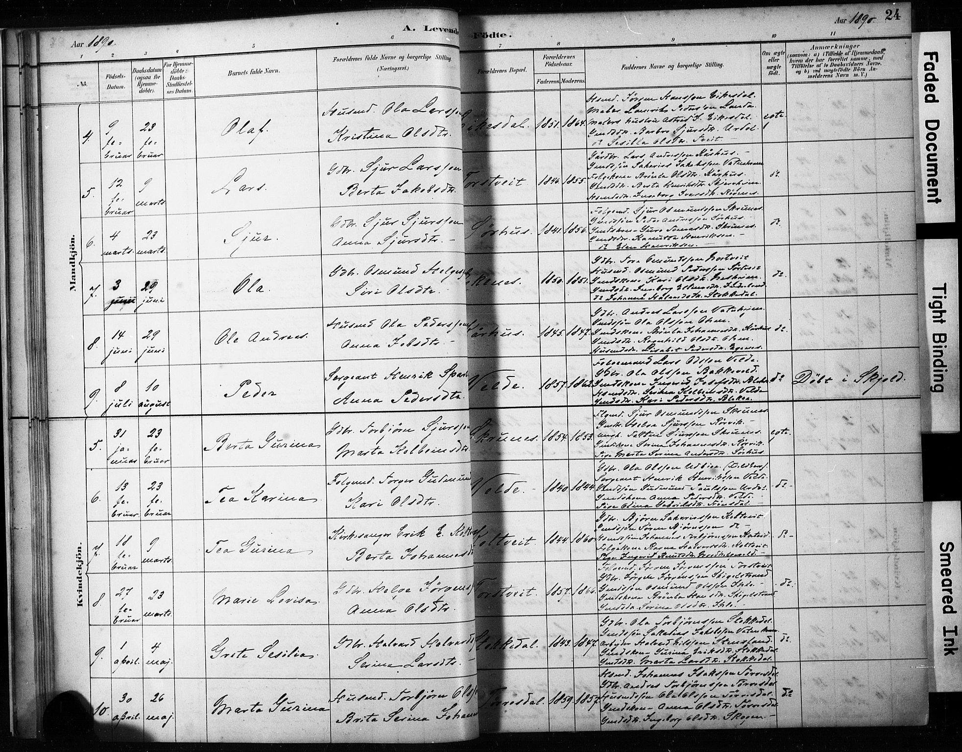 Skjold sokneprestkontor, AV/SAST-A-101847/H/Ha/Haa/L0009: Parish register (official) no. A 9, 1882-1898, p. 24