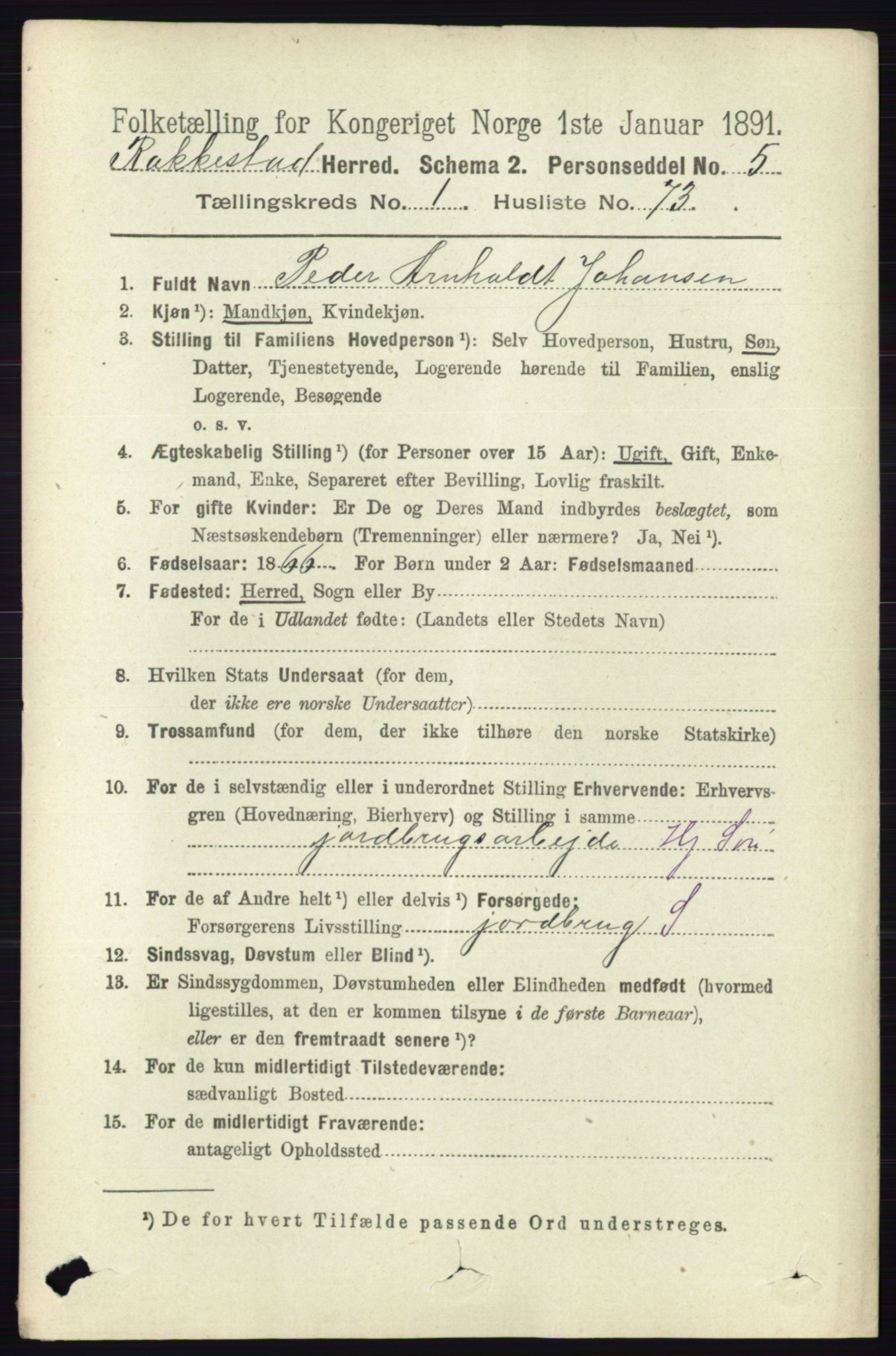 RA, 1891 census for 0128 Rakkestad, 1891, p. 516