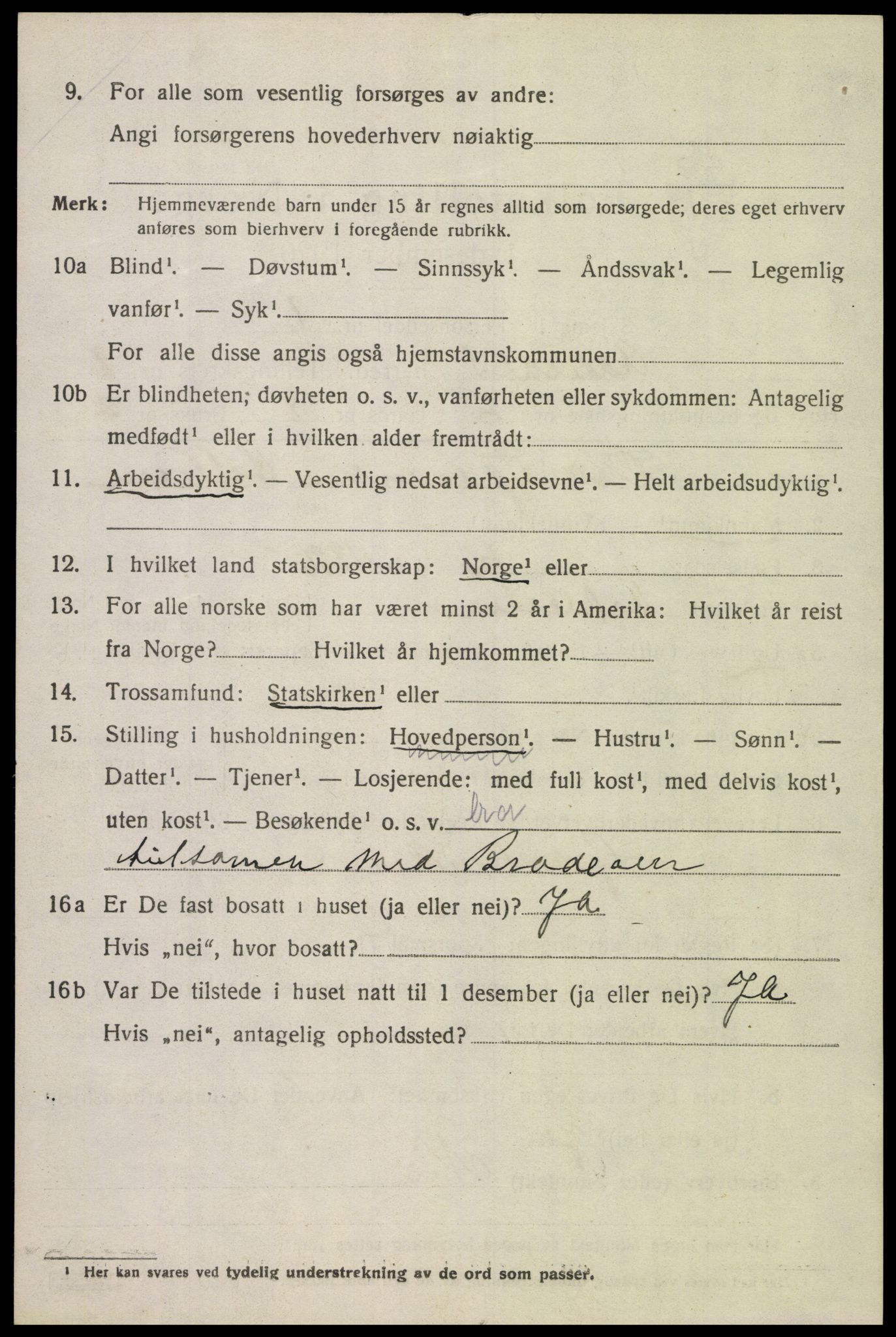 SAK, 1920 census for Åseral, 1920, p. 2453