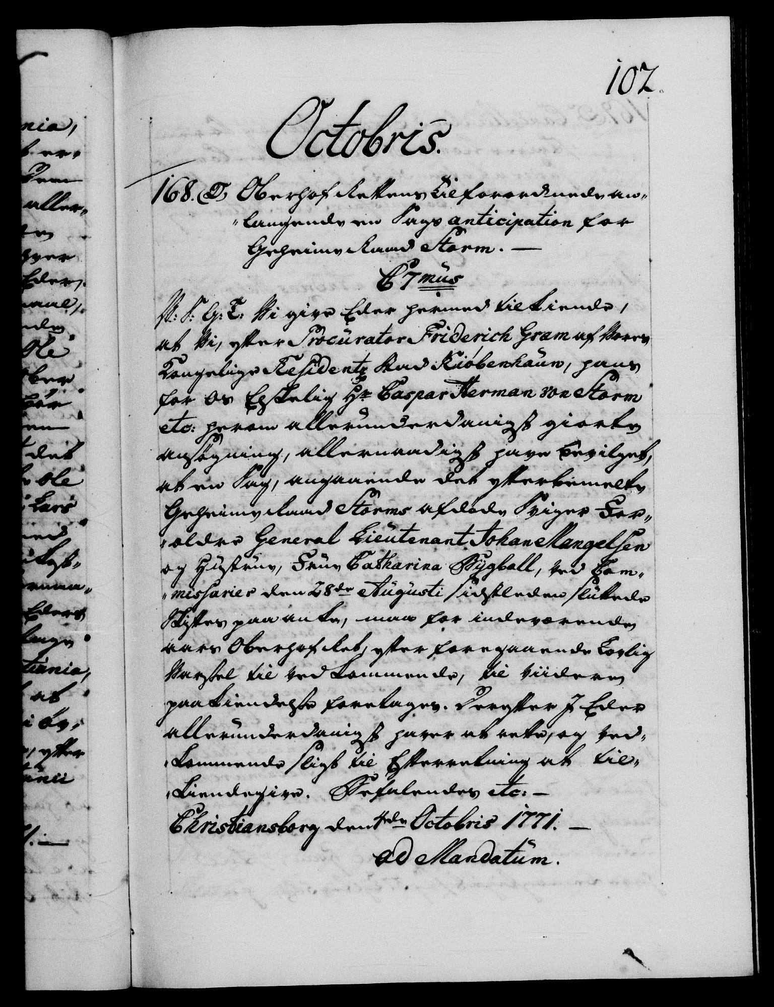 Danske Kanselli 1572-1799, AV/RA-EA-3023/F/Fc/Fca/Fcab/L0040: Norske tegnelser "Norske eller 3. depts. missiver", 1771-1773, p. 102a