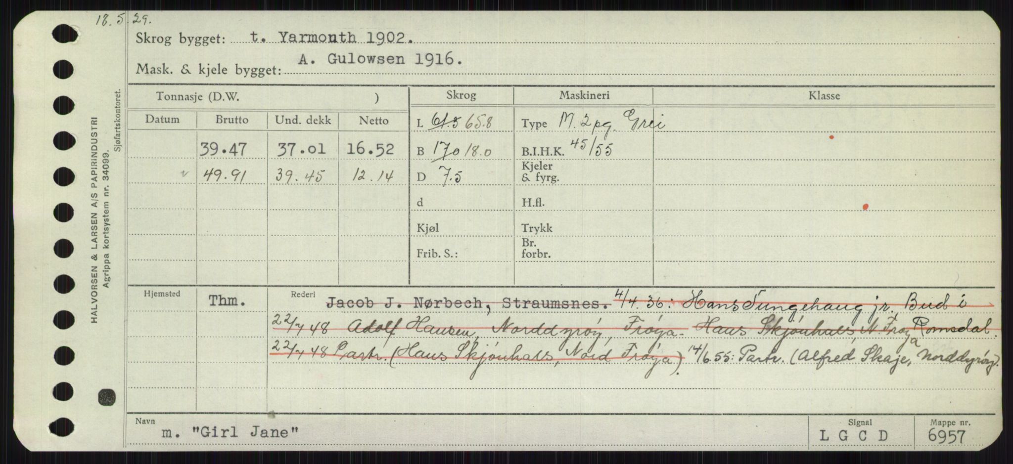 Sjøfartsdirektoratet med forløpere, Skipsmålingen, RA/S-1627/H/Ha/L0002/0002: Fartøy, Eik-Hill / Fartøy, G-Hill, p. 131