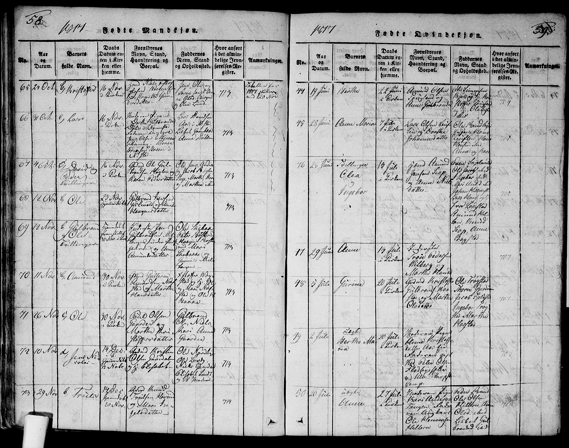 Ullensaker prestekontor Kirkebøker, AV/SAO-A-10236a/G/Ga/L0001: Parish register (copy) no. I 1, 1815-1835, p. 58-59