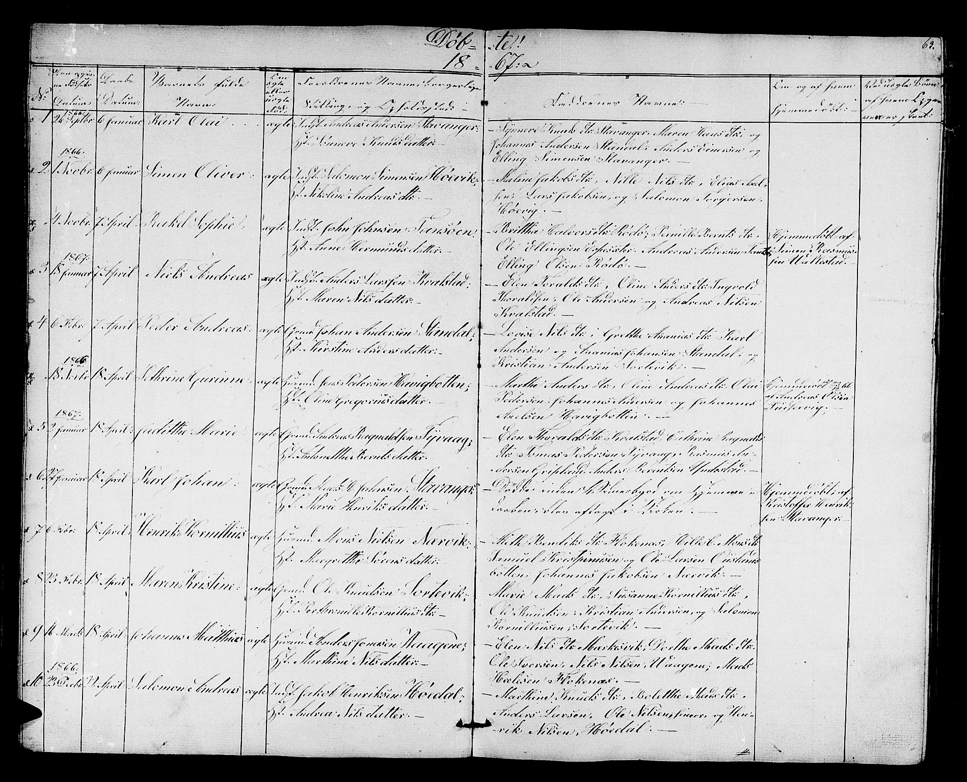 Kinn sokneprestembete, AV/SAB-A-80801/H/Hab/Habc/L0001: Parish register (copy) no. C 1, 1854-1868, p. 63