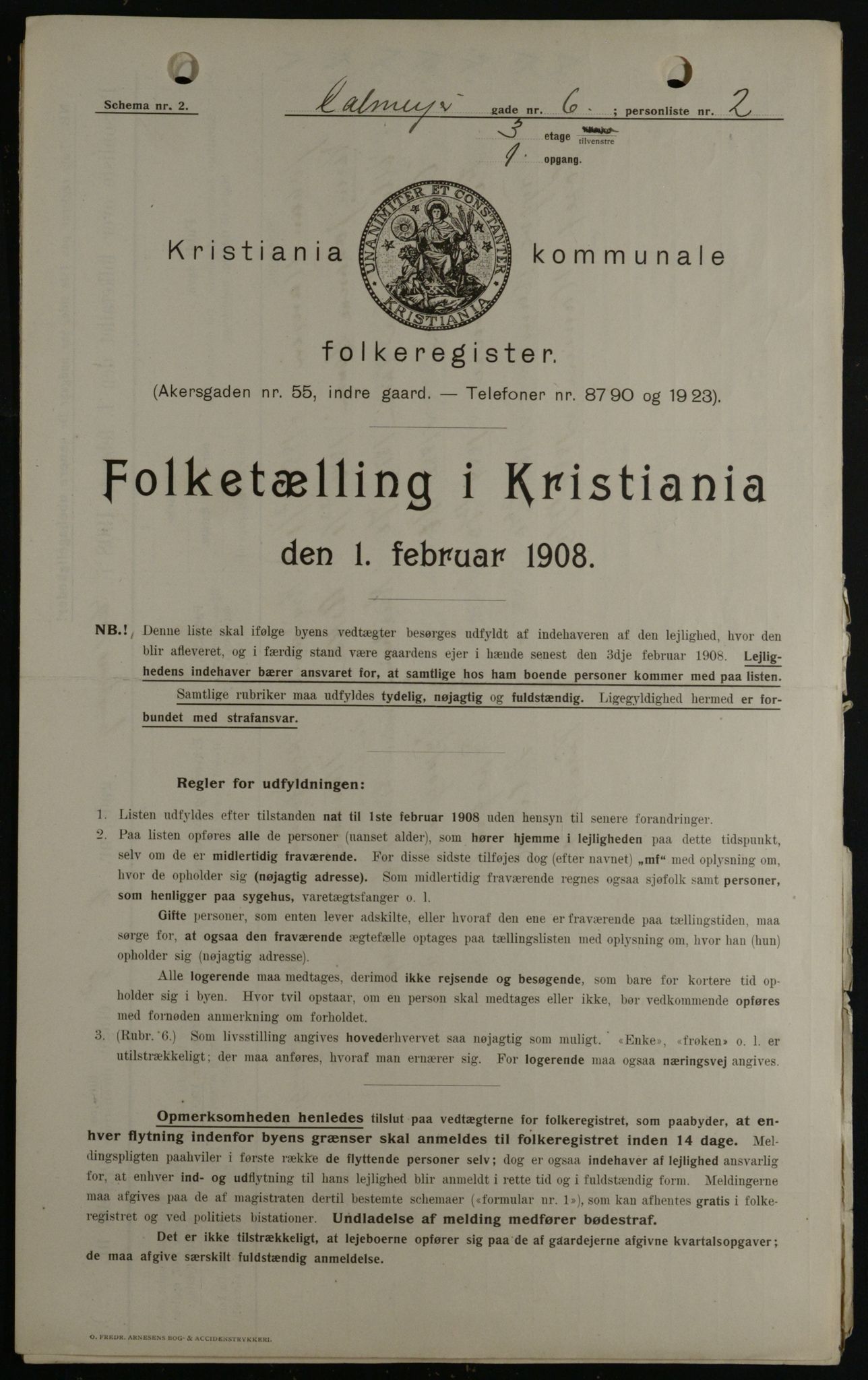 OBA, Municipal Census 1908 for Kristiania, 1908, p. 10698