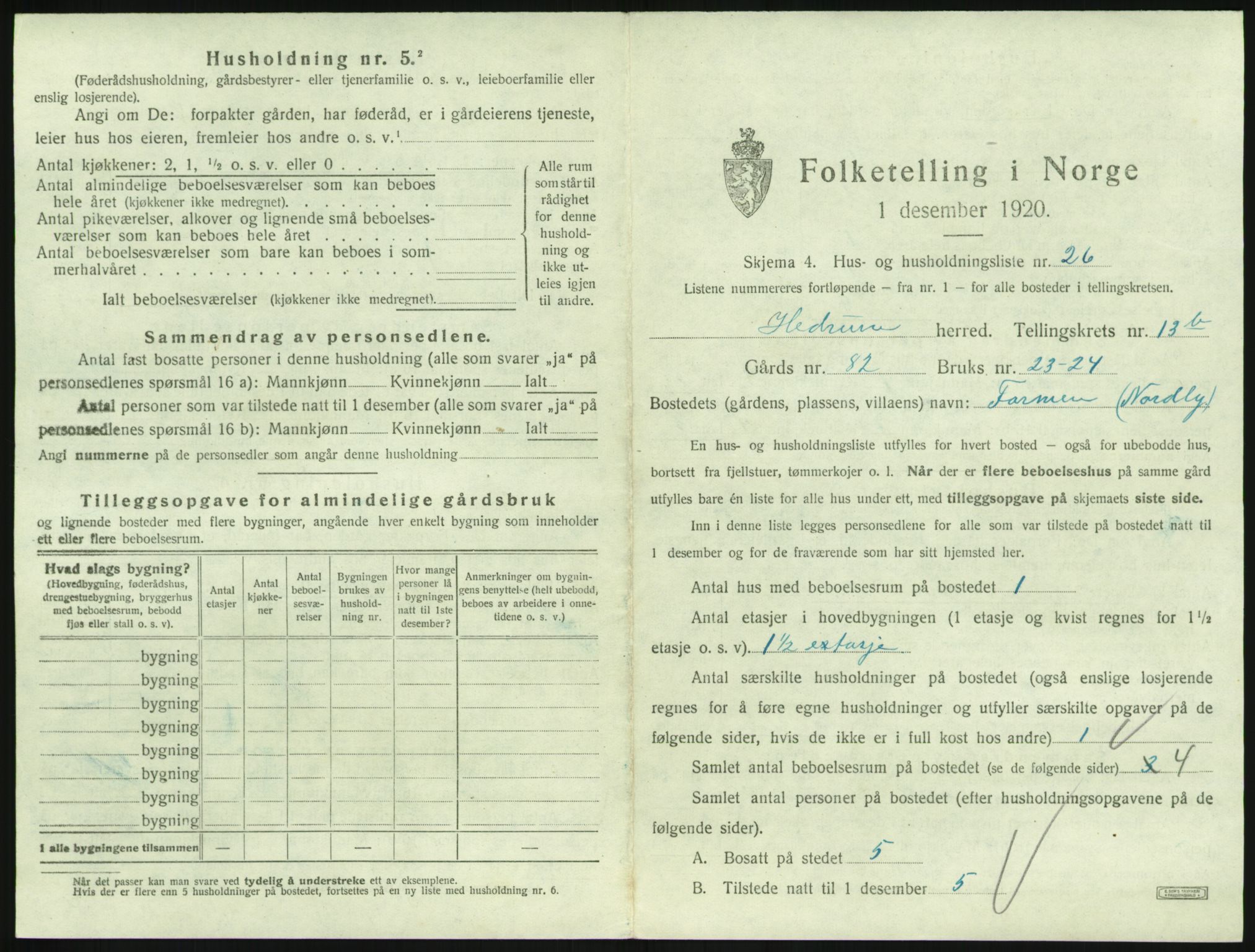 SAKO, 1920 census for Hedrum, 1920, p. 1253