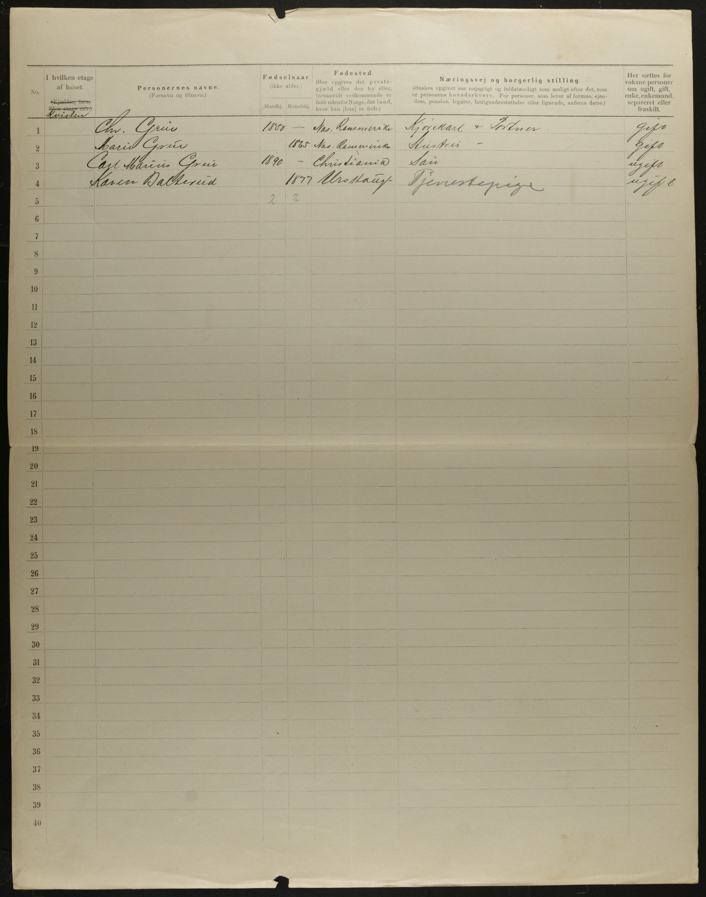 OBA, Municipal Census 1901 for Kristiania, 1901, p. 9315