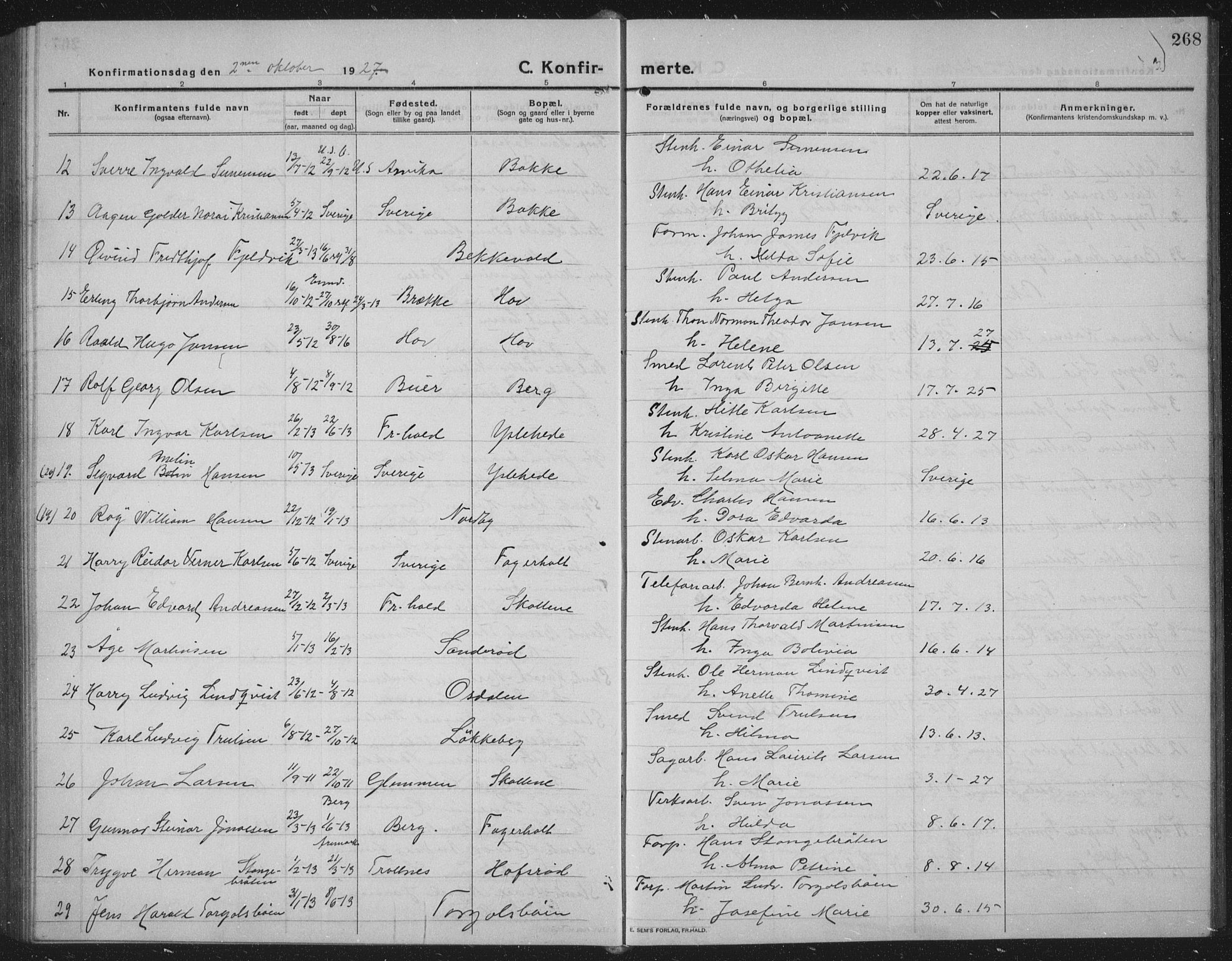 Idd prestekontor Kirkebøker, AV/SAO-A-10911/G/Gb/L0003: Parish register (copy) no. II 3, 1914-1940, p. 268