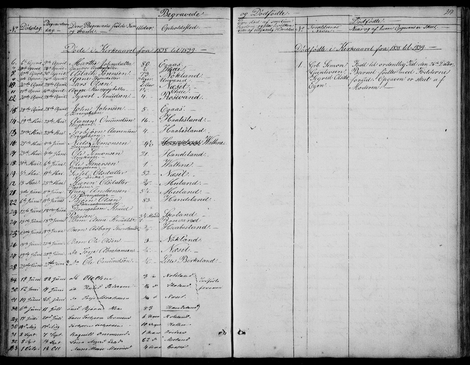 Hægebostad sokneprestkontor, AV/SAK-1111-0024/F/Fa/Fab/L0002: Parish register (official) no. A 2, 1836-1872, p. 217