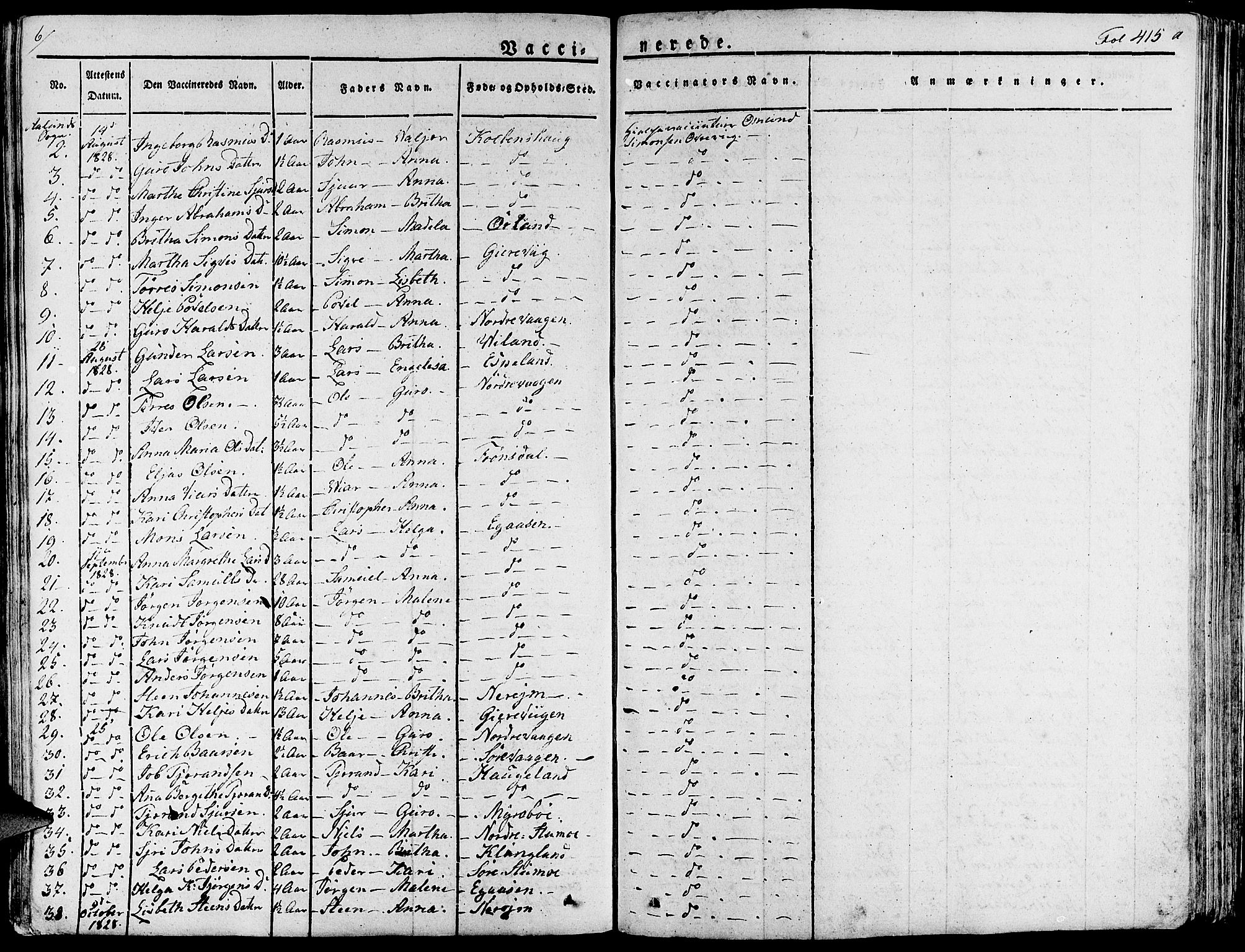 Fjelberg sokneprestembete, AV/SAB-A-75201/H/Haa: Parish register (official) no. A 5, 1822-1834, p. 415