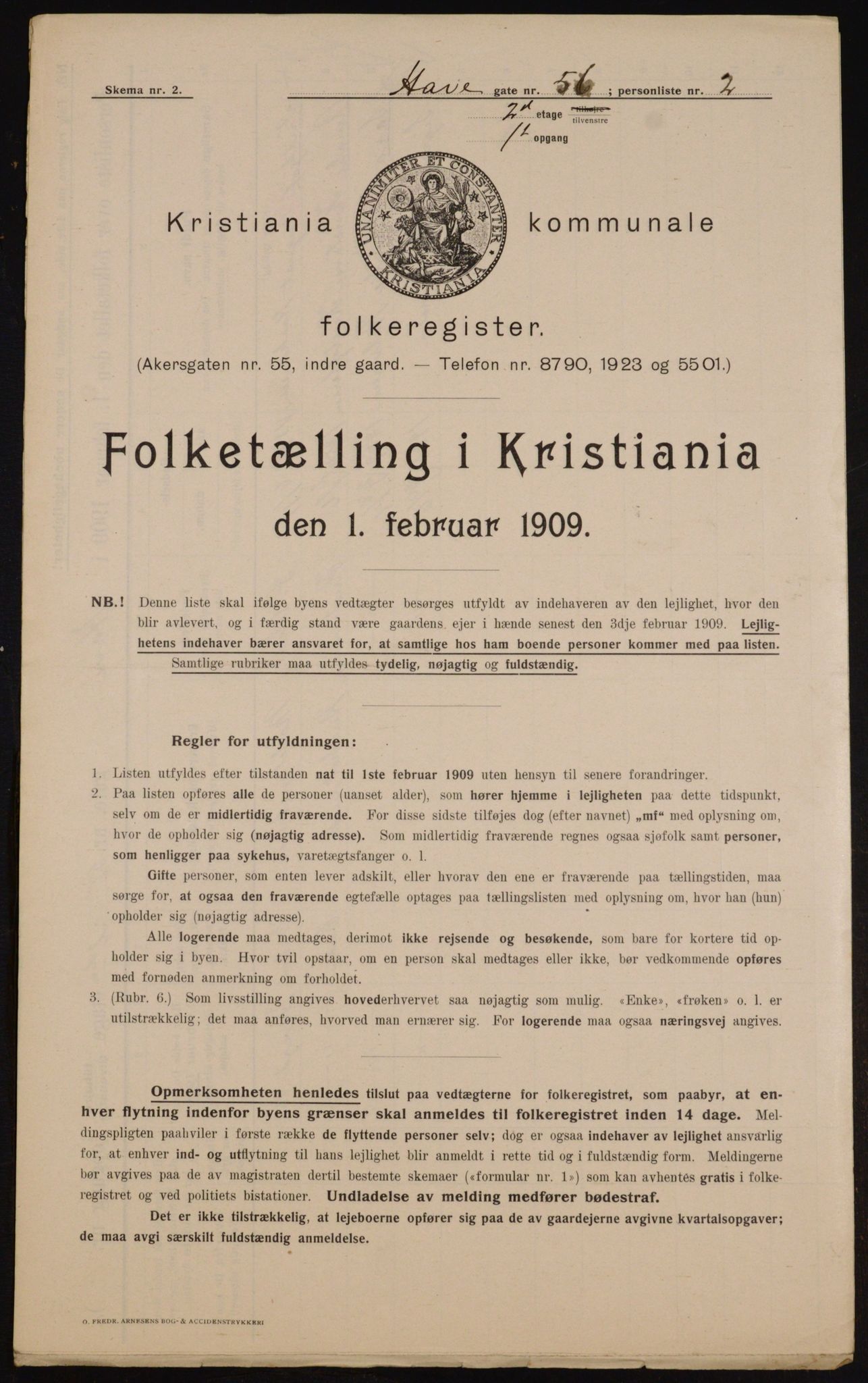 OBA, Municipal Census 1909 for Kristiania, 1909, p. 30884