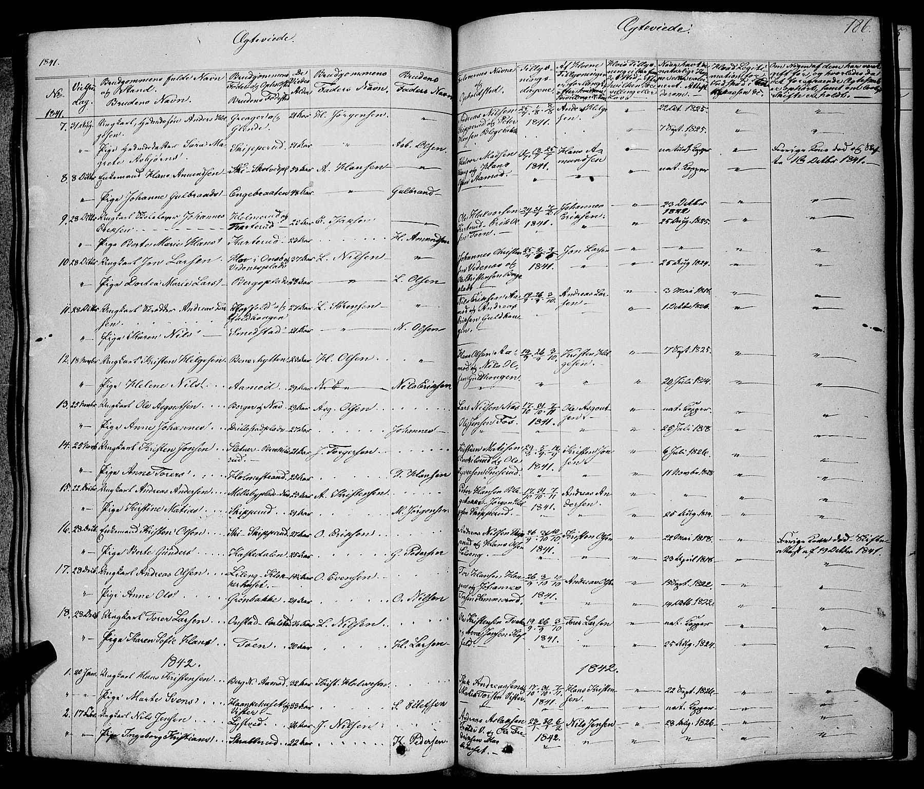 Skiptvet prestekontor Kirkebøker, AV/SAO-A-20009/F/Fa/L0006: Parish register (official) no. 6, 1839-1860, p. 186